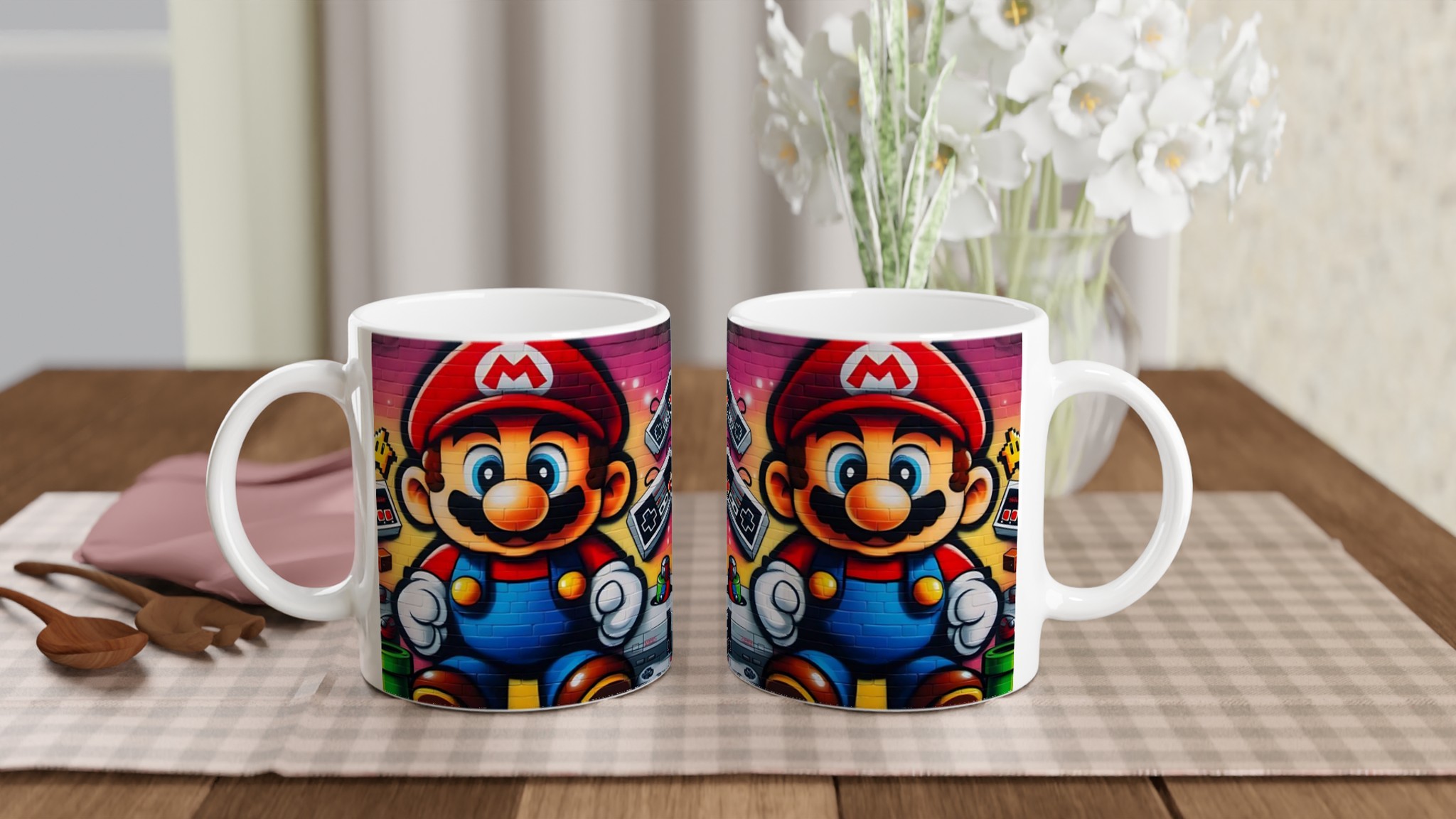 Vit 11oz keramisk mugg med retro gaming-motiv i livfulla färger – välj din favoritfärg 10 338488fc-6f2e-4cf3-9d15-f6e82b6f23c2