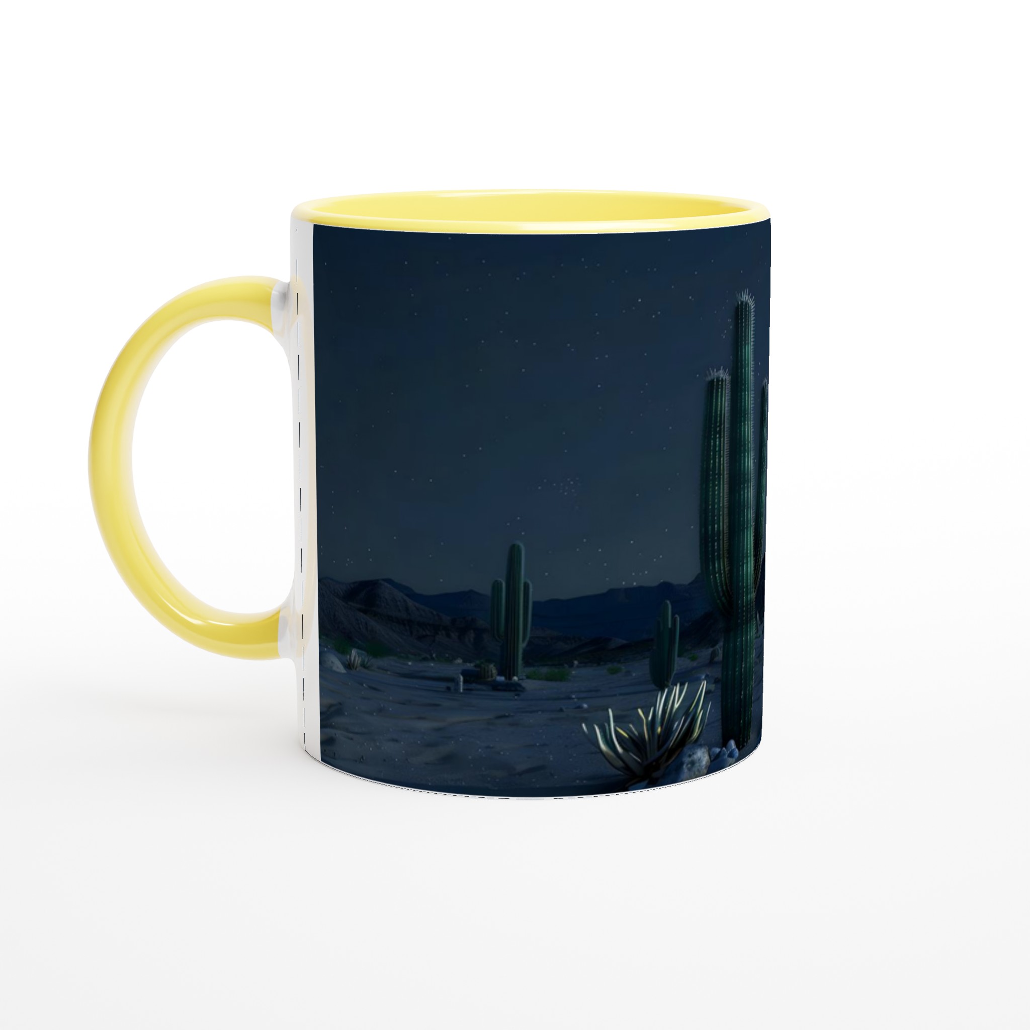 Mystisk Ökenmugg: Kaktus & Stjärnhimmel – 11oz Keramikmugg i ditt val av 7 färger 3 338fd4c4-d5b8-4885-a703-433137141c04
