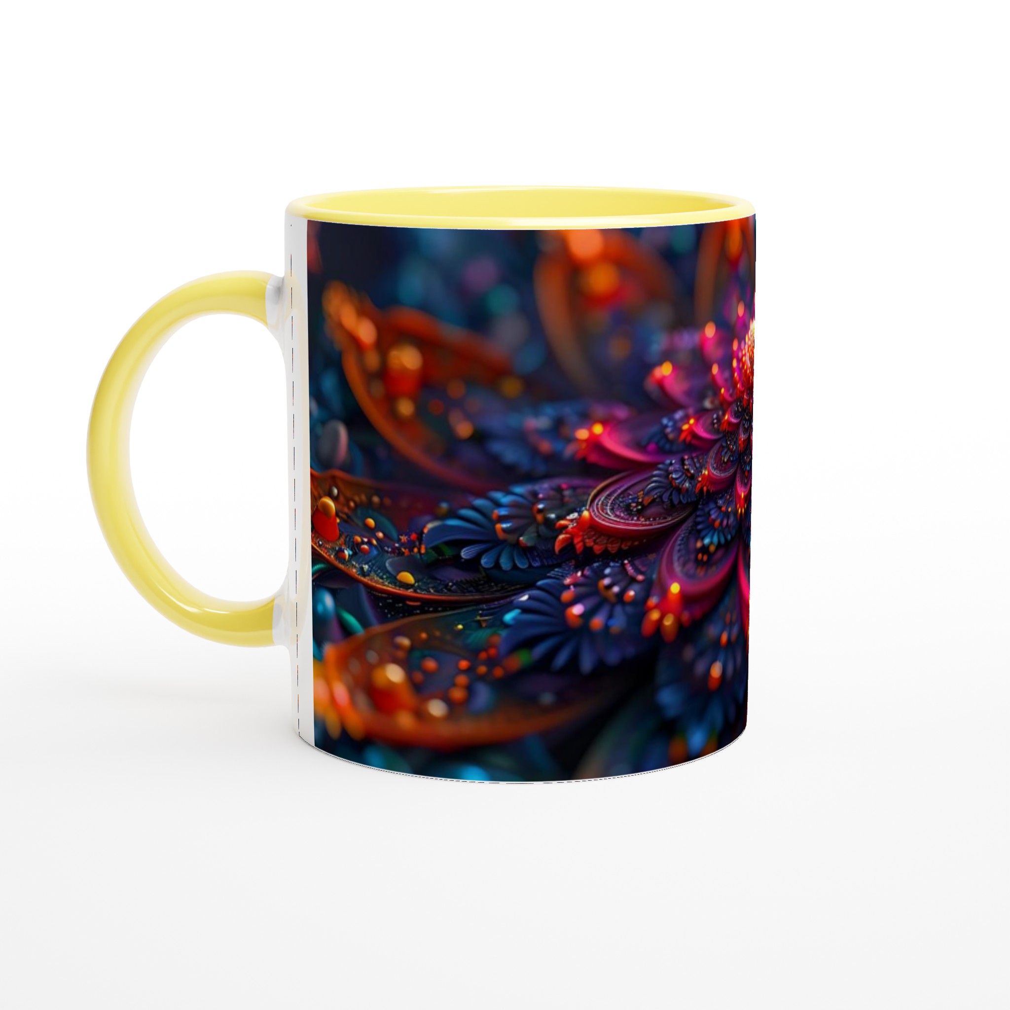Kosmisk Blomsterdröm – 11oz Keramikmugg med Bländande Design i Valfri Färg 3 339cb456-511b-4b45-8a52-44328a43551b