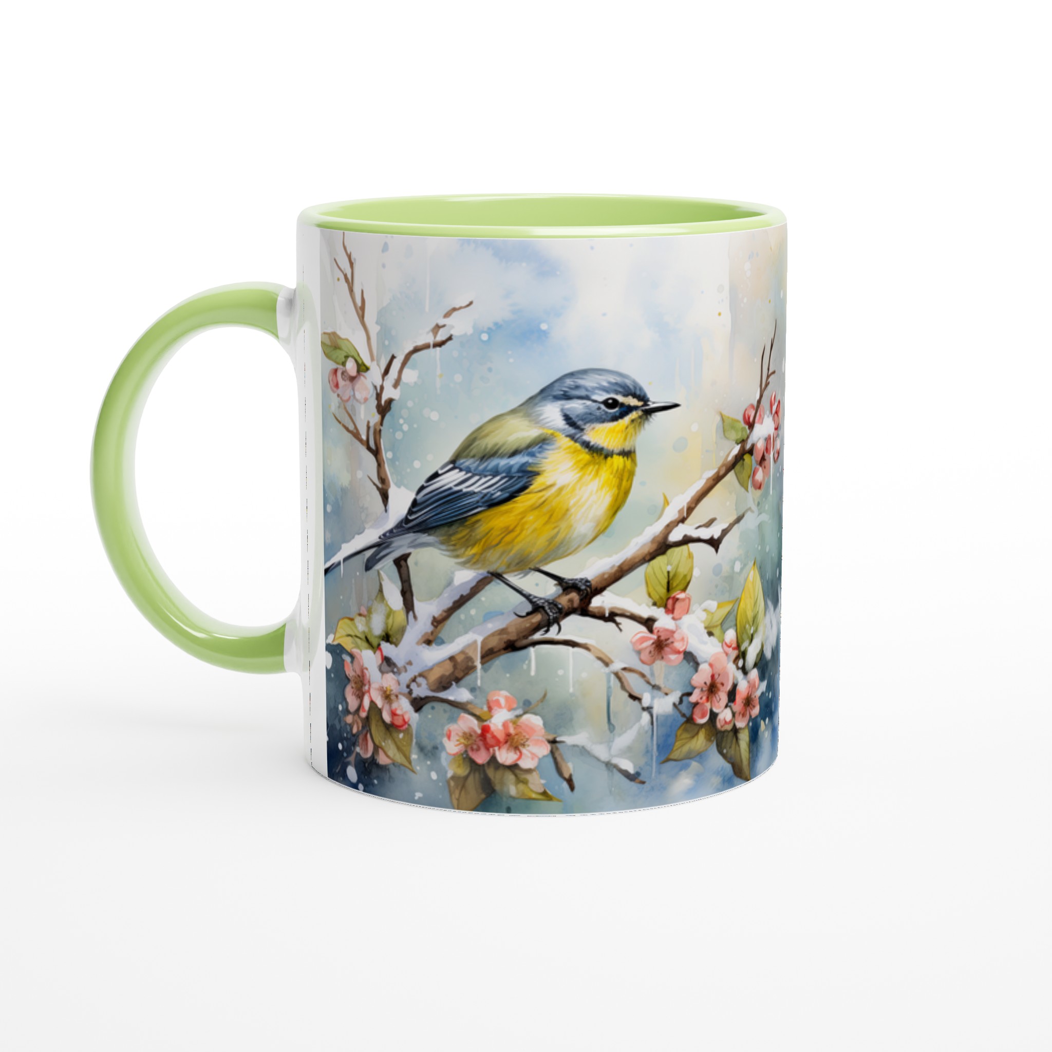 Vit 11oz keramisk mugg med fängslande vinterfågelmotiv i sju färgstarka nyanser 7 33c3c070-297b-4ae1-b236-8d732385ad10