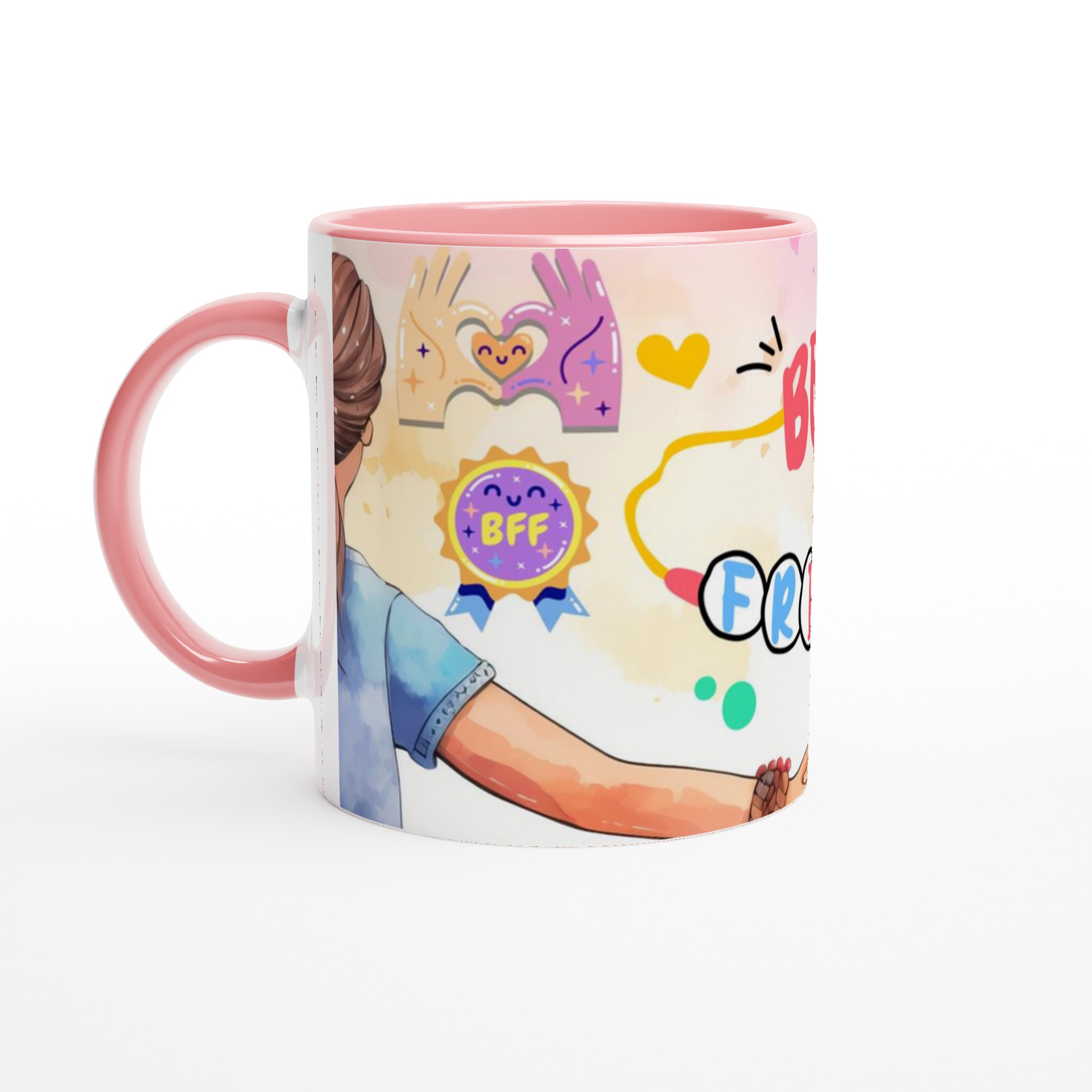 Vit 11oz keramisk mugg med färggrann BFF-illustration – välj mellan sju livfulla keramiska nyanser 6 33cc4ac5-250f-44fd-8ea0-a022bd2f2e1c