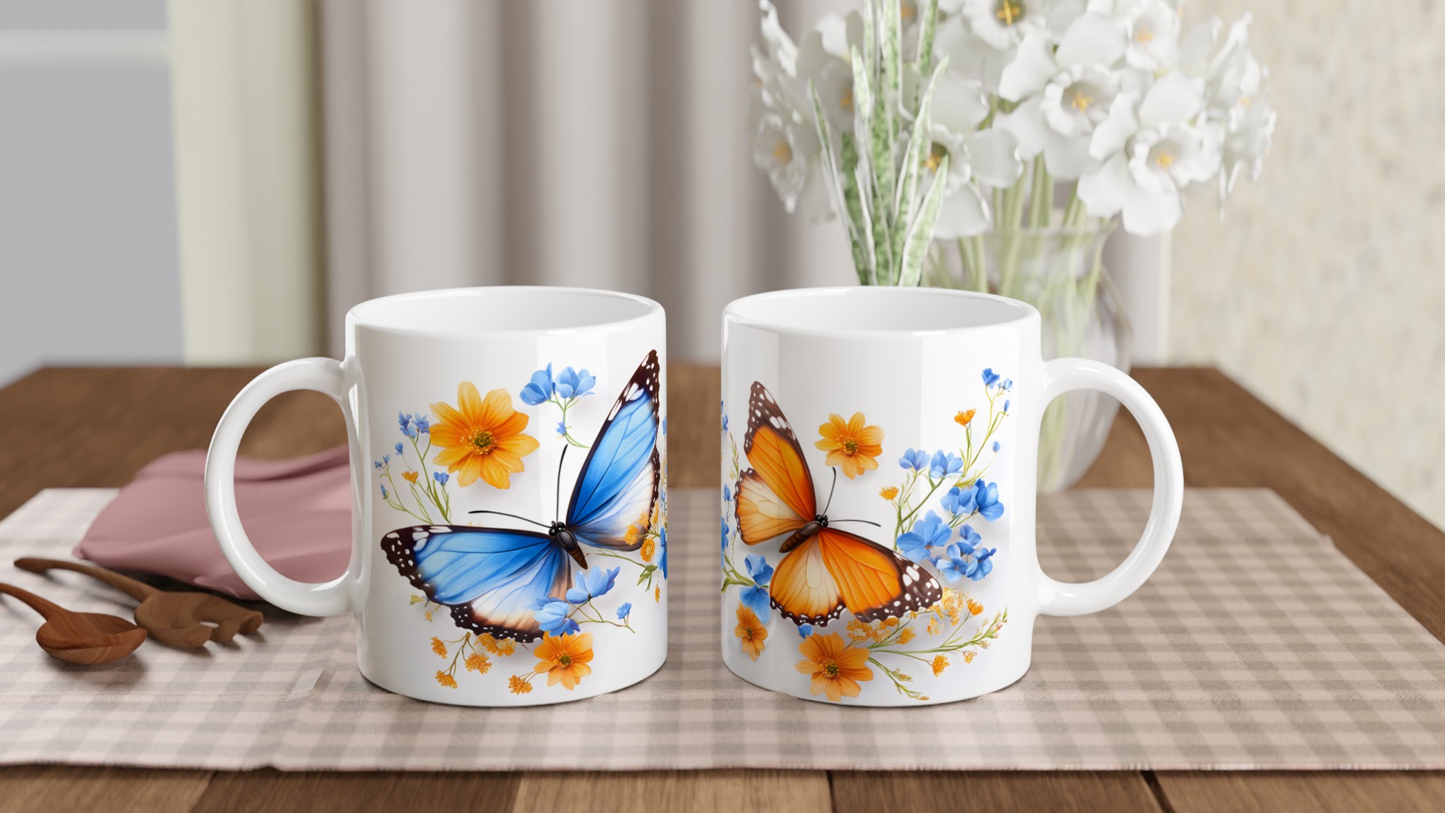 Fjärilsparads Mugg – 11oz Keramisk Mugg med Livfulla Fjärilar och Blommor i Flera Färger 10 33d9864d-3669-444b-a013-57b466c75ea0