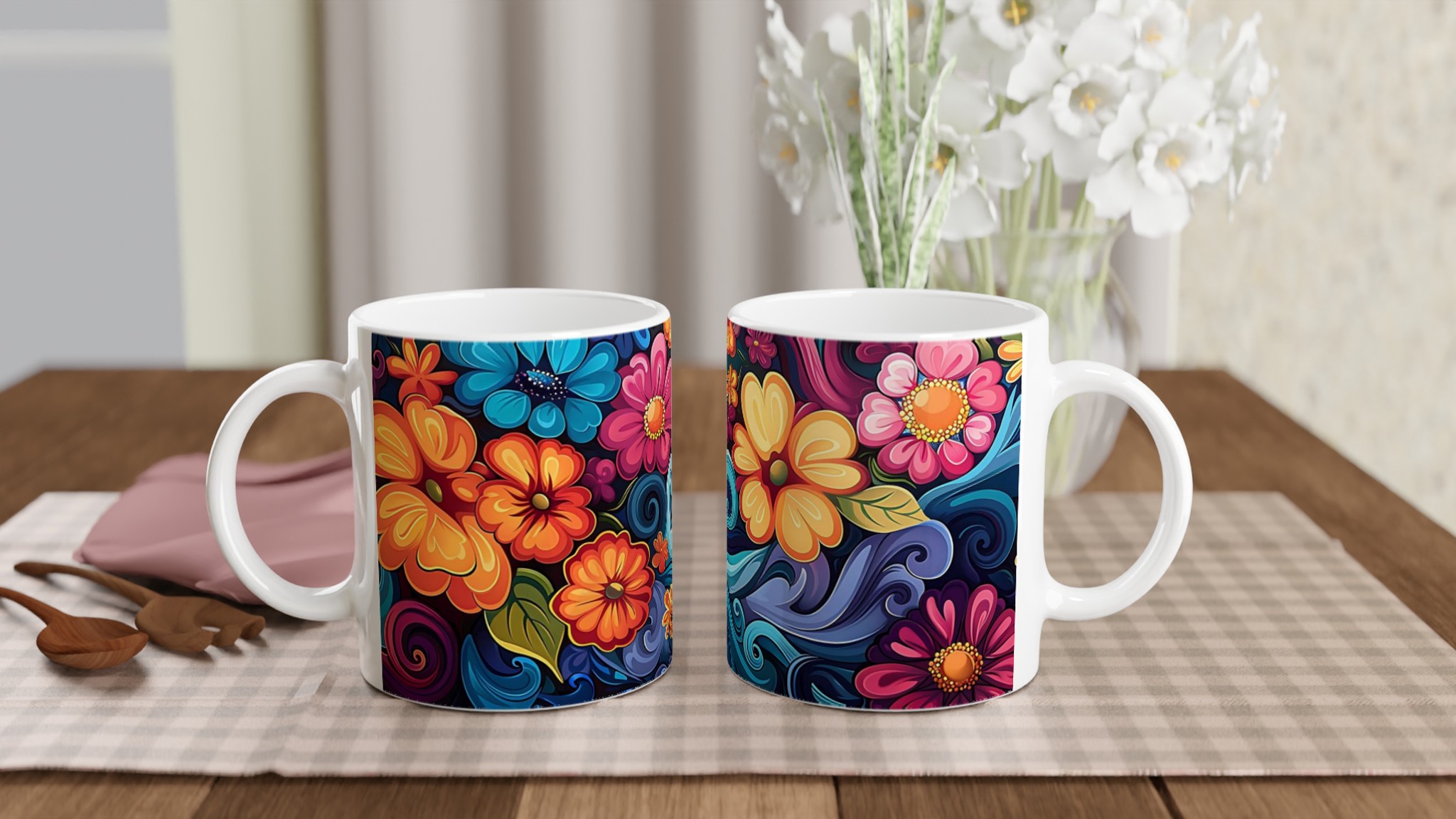 Färgsprakande Blomstermugg – 11oz Keramikmugg i Levande Nyanser för En Glädjefylld Start på Dagen 10 3413150a-2714-4467-8ddc-7cf748e7e64f