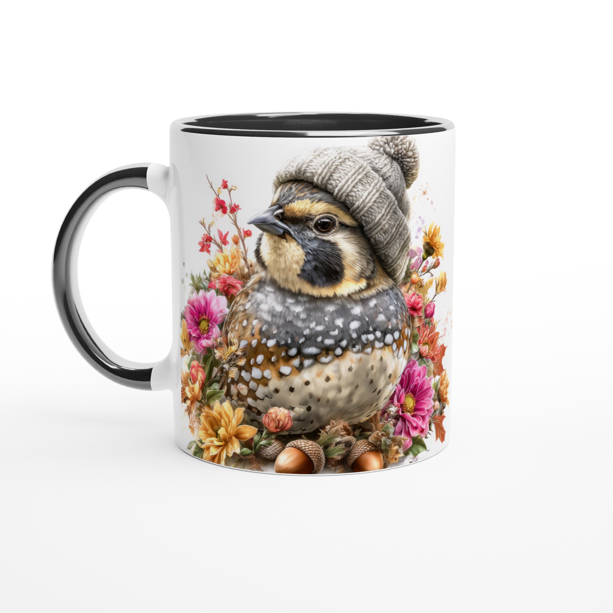 Vit 11oz keramisk mugg med charmigt vinterfågelmotiv i valfri färg 4 3413aa8e-279a-4d9f-86b7-0ed762538e59