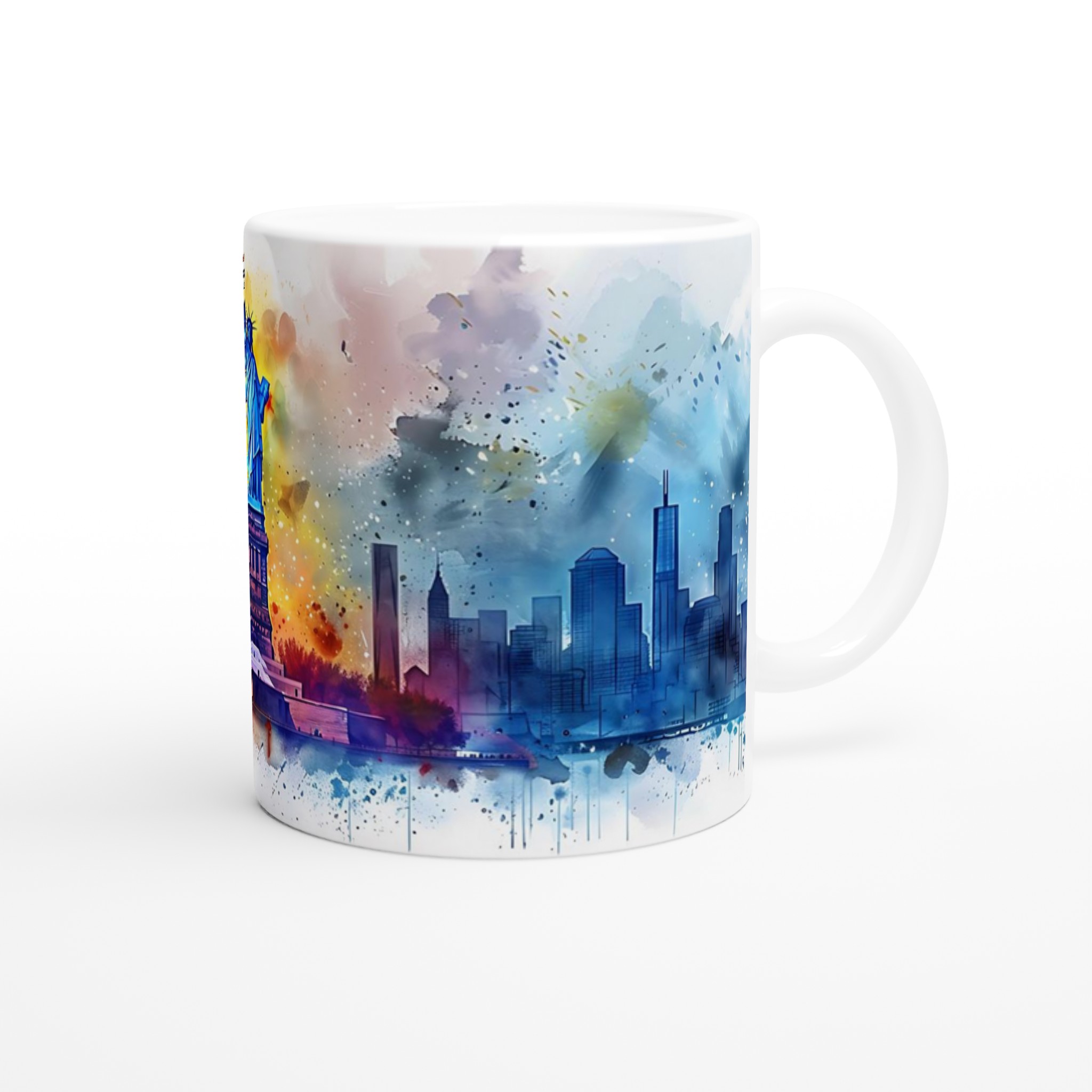 Frihetsgudinnan Akvarell Mugg - New Yorks Skyskrapor i Levande Färgstänk, 11oz Keramik 9 3422ca1d-2bc8-41c4-bc76-6c98cd149dab