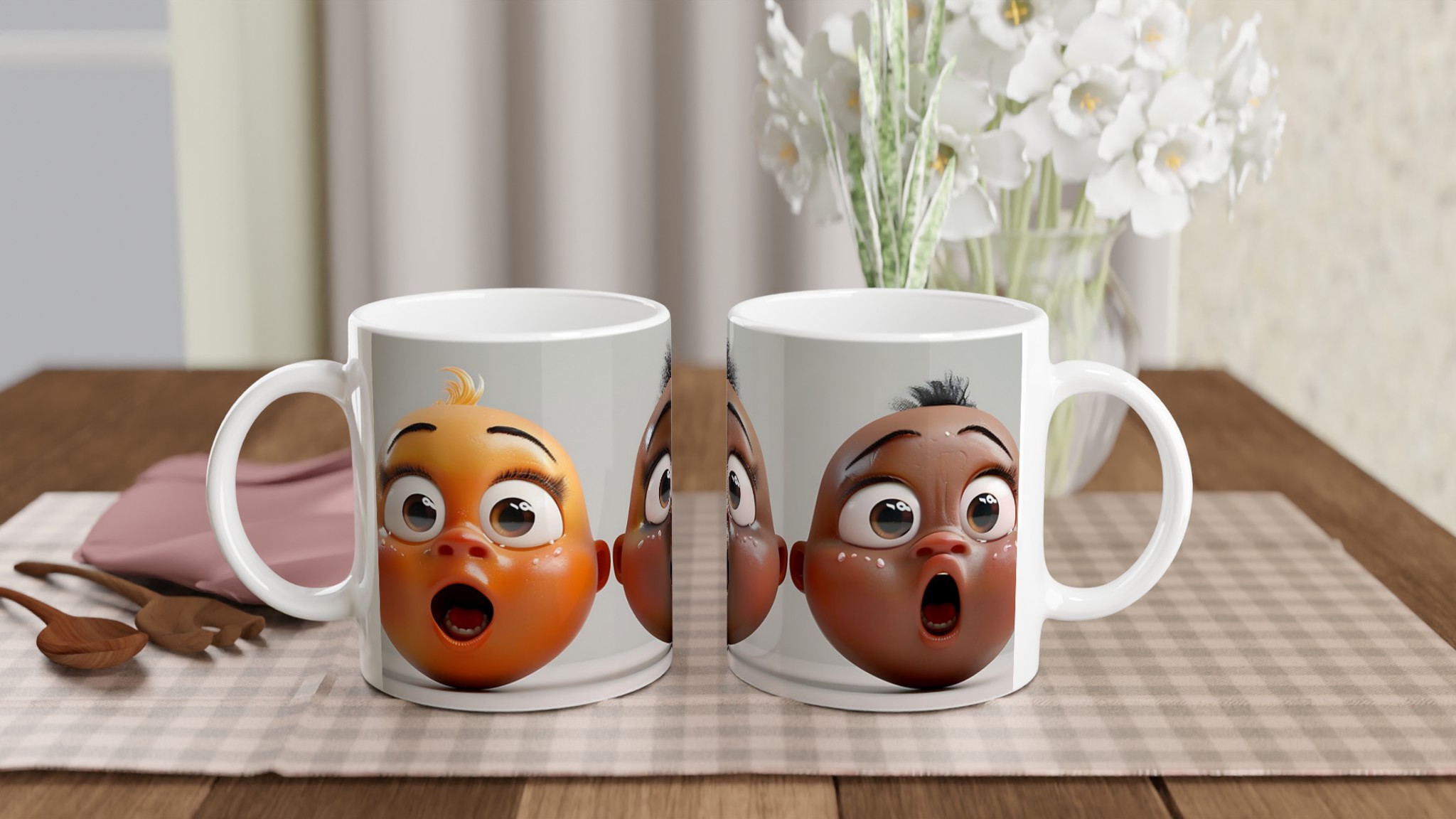 Förvånade Babyansikten Keramisk Mugg - Uttrycksfull 11oz Kaffekopp i Valfri Färg 10 3452be43-1c61-47d4-872a-4fb0d906c4af