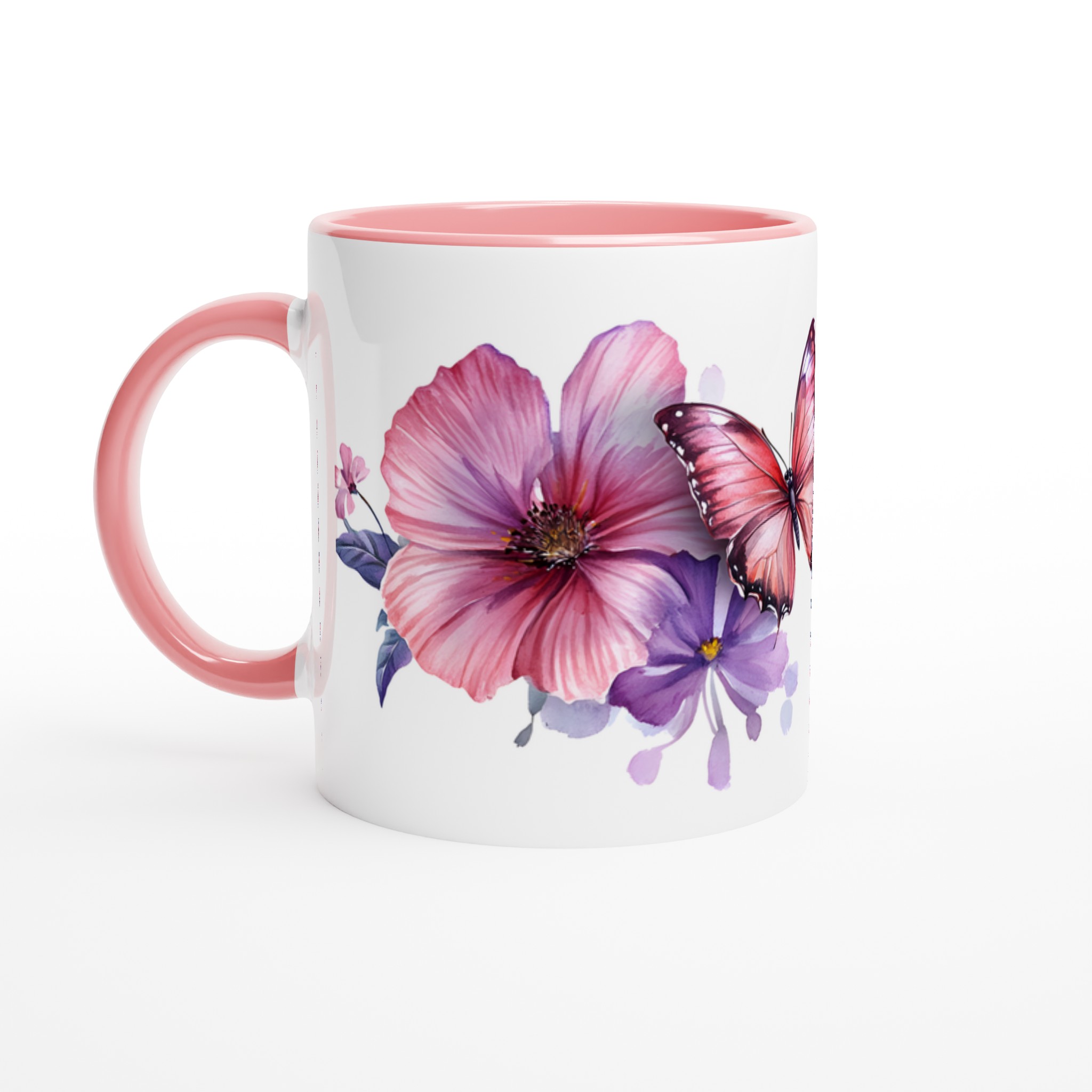 Fjärilsdröm Keramikmugg - 11oz Konstnärlig Mugg med Akvarellblommor & Fjärilar i Väljfri Färg 6 345418b5-6959-4abe-9adb-92b66df35070
