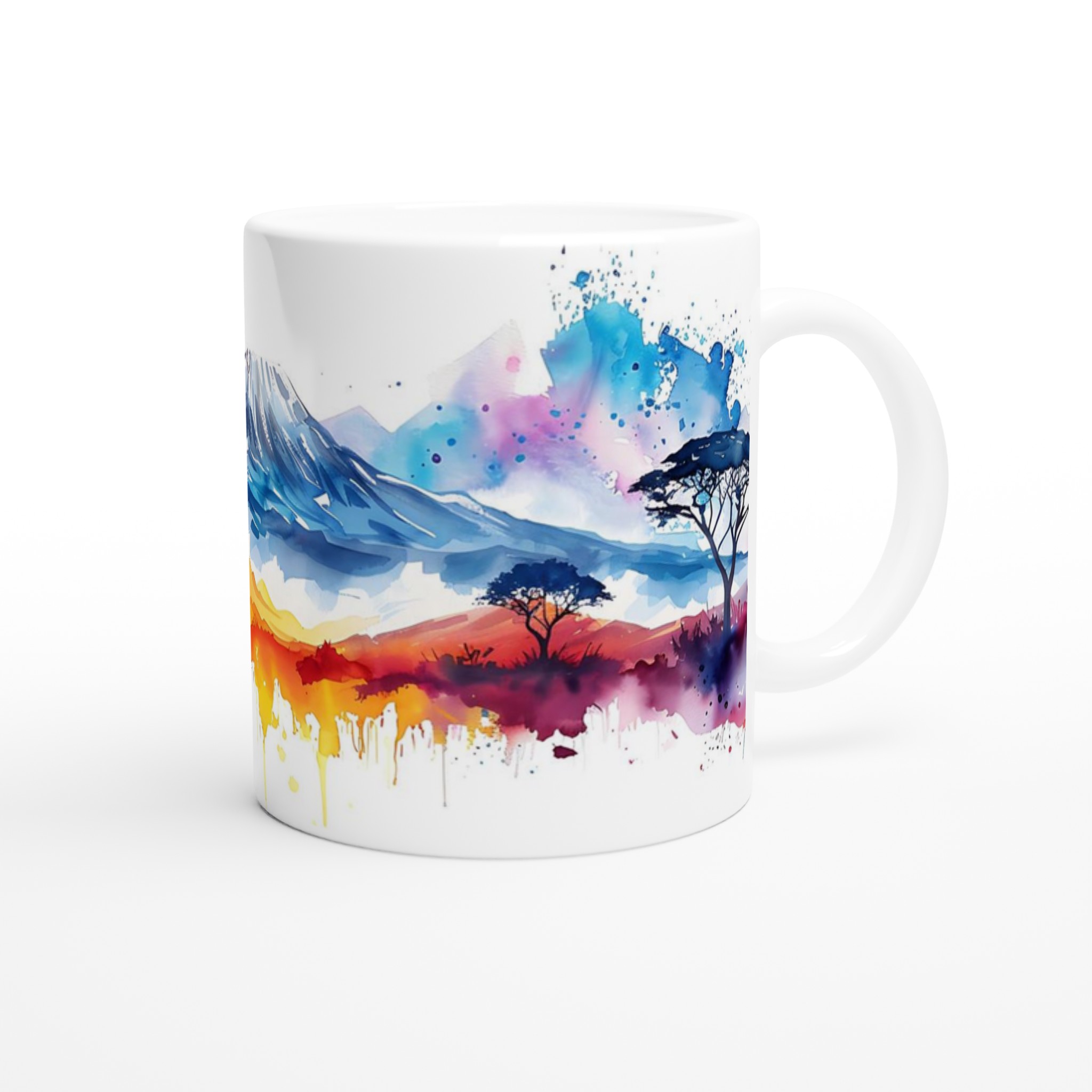 Akvarell Berg & Solnedgång Kaffemugg – Färgsprakande 11oz Keramikmugg i ditt val av 7 nyanser 9 3496e7c8-36de-4757-b3bf-02ddf6145c66