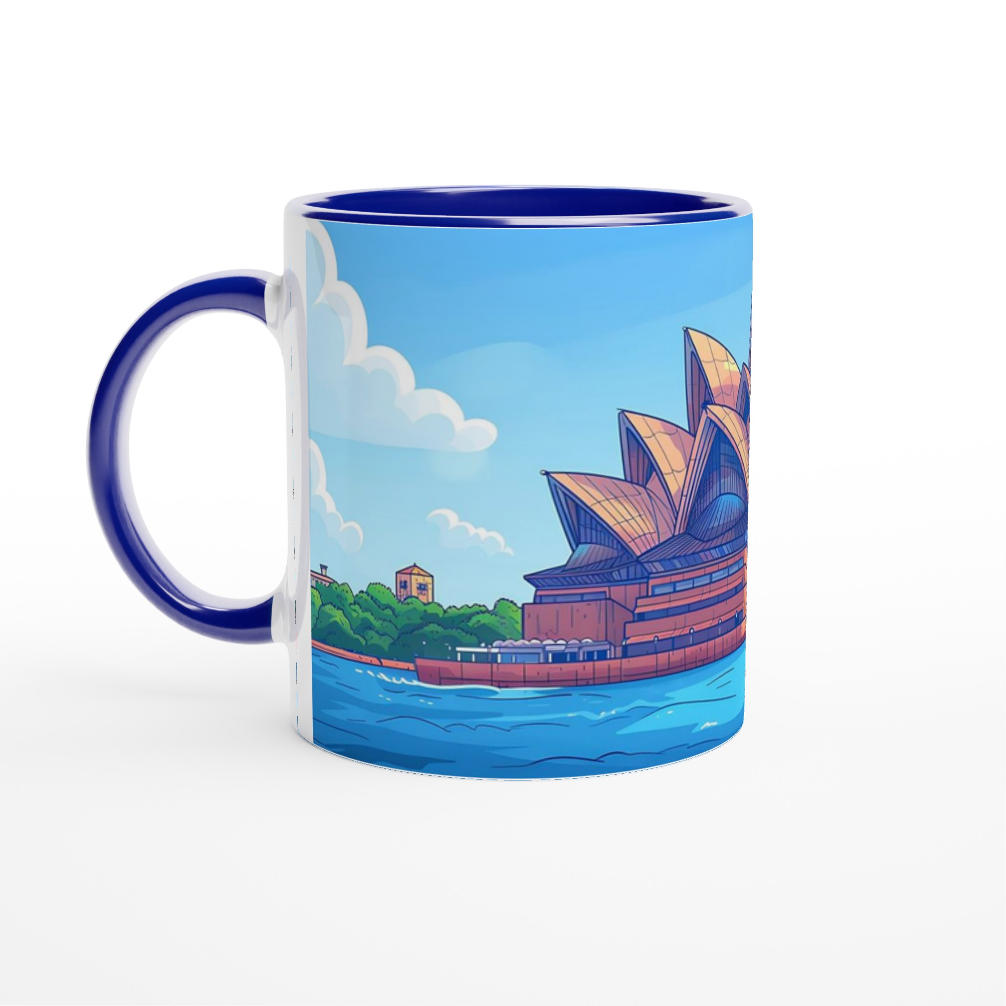 Sydney Opera House Cartoon Mugg – Levande Stadsbild i Klarblåtoner, Välj Din Favoritfärg! 2 349ac763-956c-412b-ae80-4d345f505f86