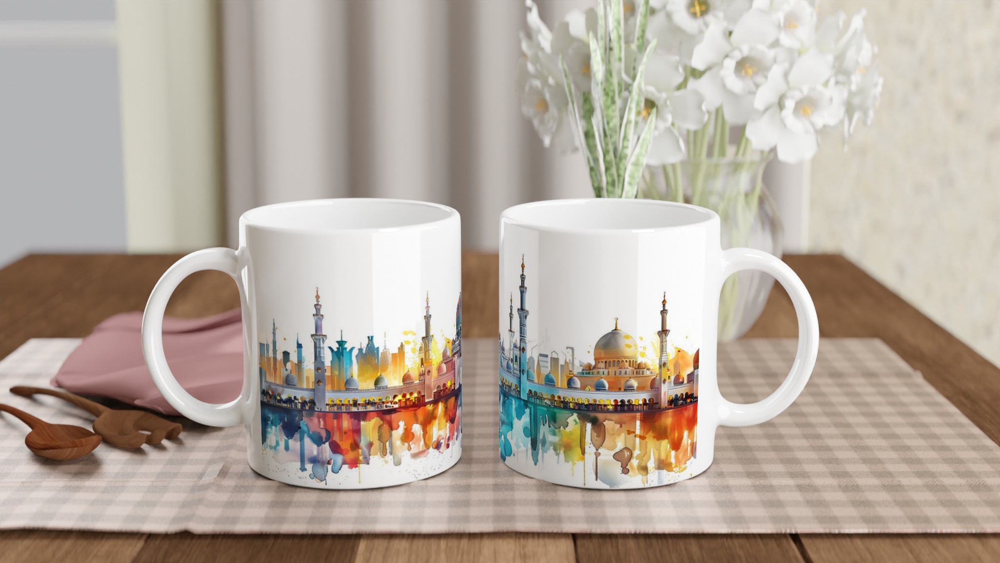Abstrakt Moské Akvarell Mugg - Färgexplosion på 11oz Keramik, Välj Din Favoritfärg! 10 34c1924e-158a-4f42-8939-ef785753062a