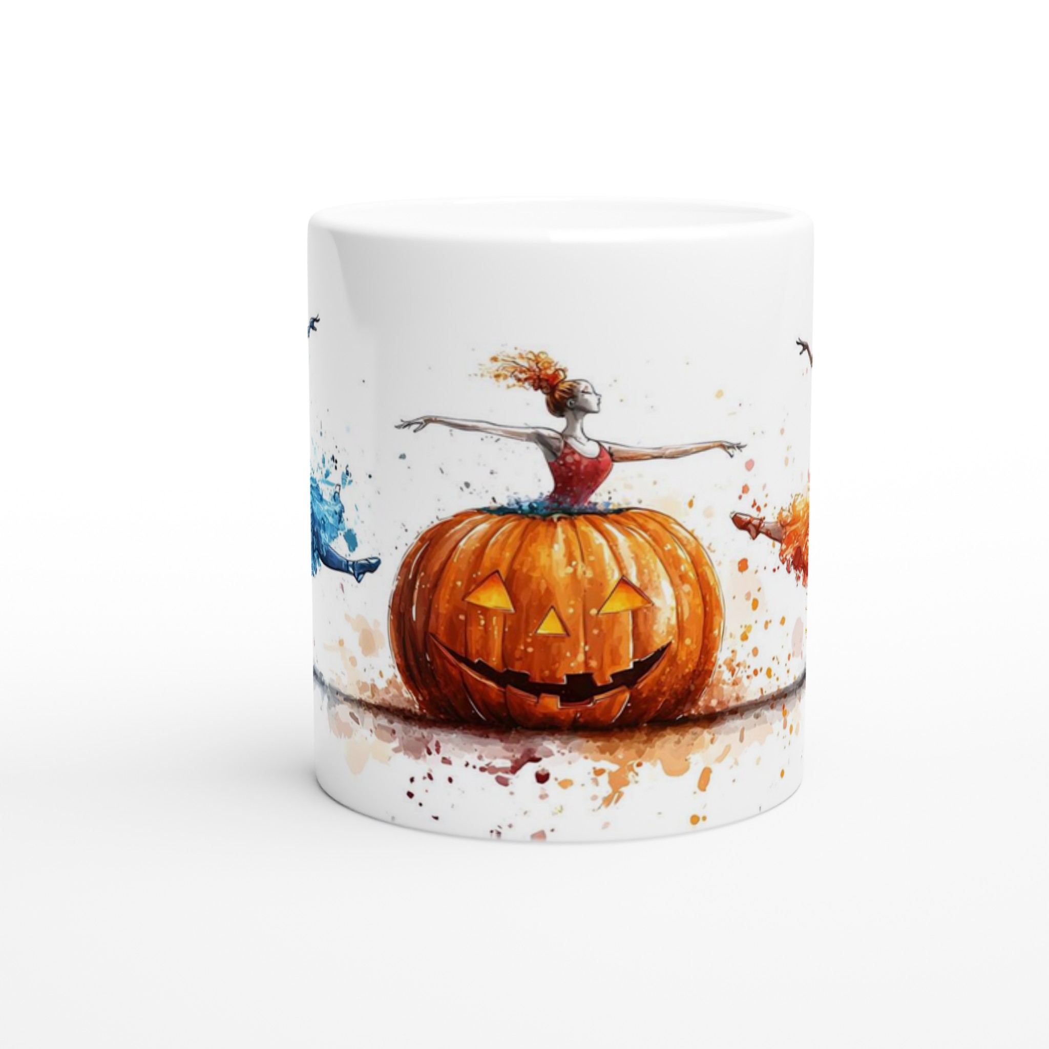 Balettinspirerad Halloween Mugg: Eleganta Dansöser & Skrämmande Pumpa i Akvarellstil 8 34c87009-feaf-49ce-b606-3d65f02ab1e8