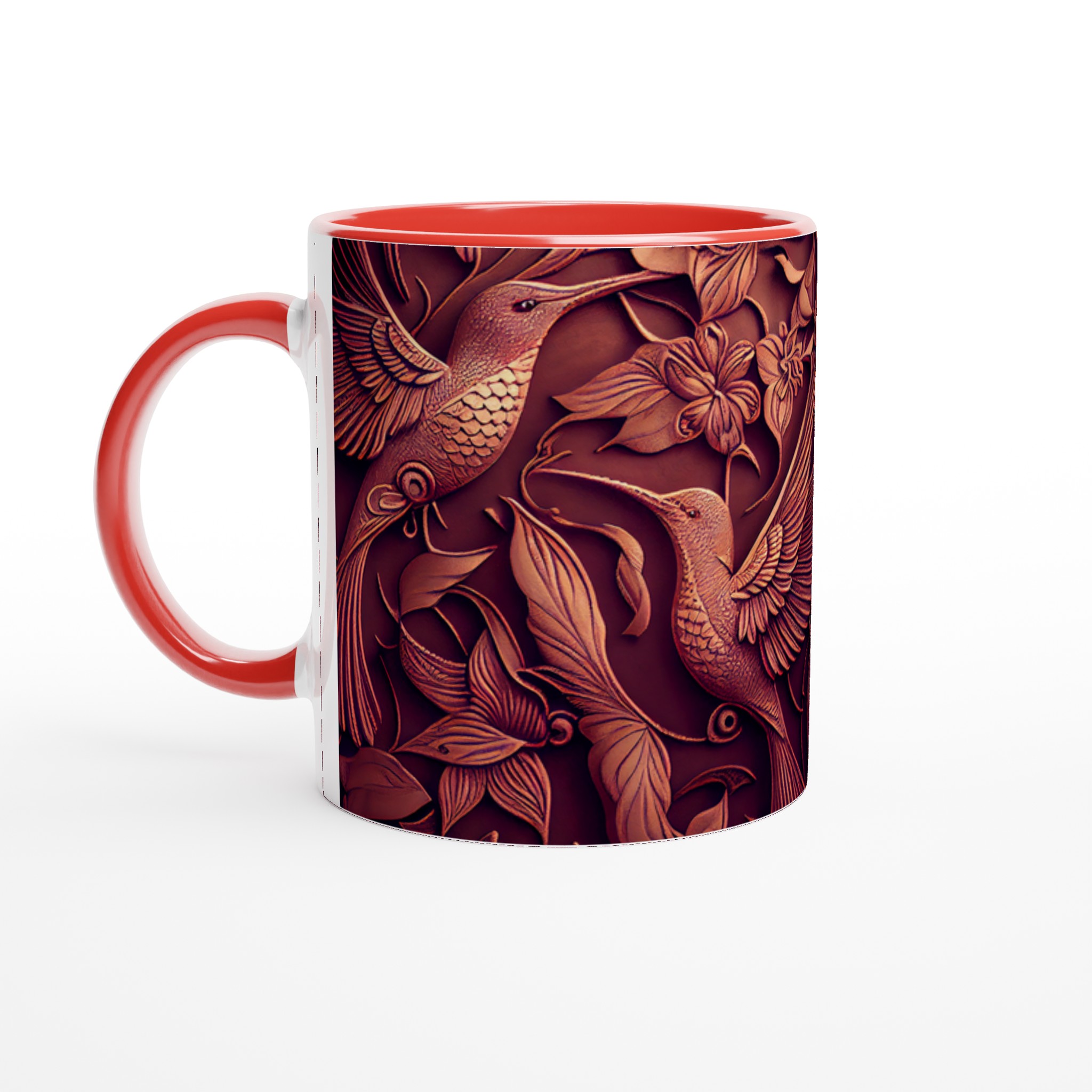 Vit 11oz keramisk mugg med exklusivt kolibri- och blomstermotiv i förtrollande jordtoner 5 34e41be5-4e6e-478a-b4d8-3eb52fe32cb9