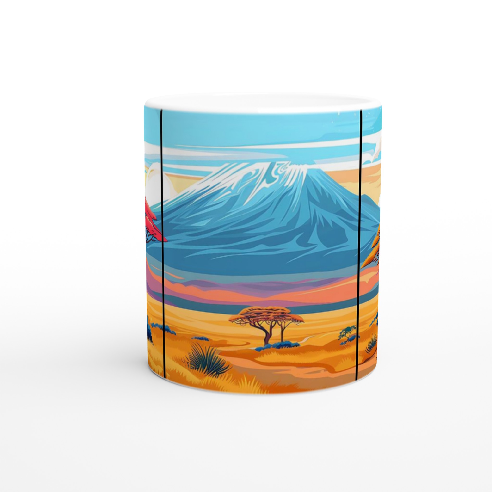 Kilimanjaro Solnedgång: Konstfull 11oz Keramikmugg i ditt val av sju livfulla färger 8 34f6a563-0e4c-42ec-8c22-ee02e1ab6dc1