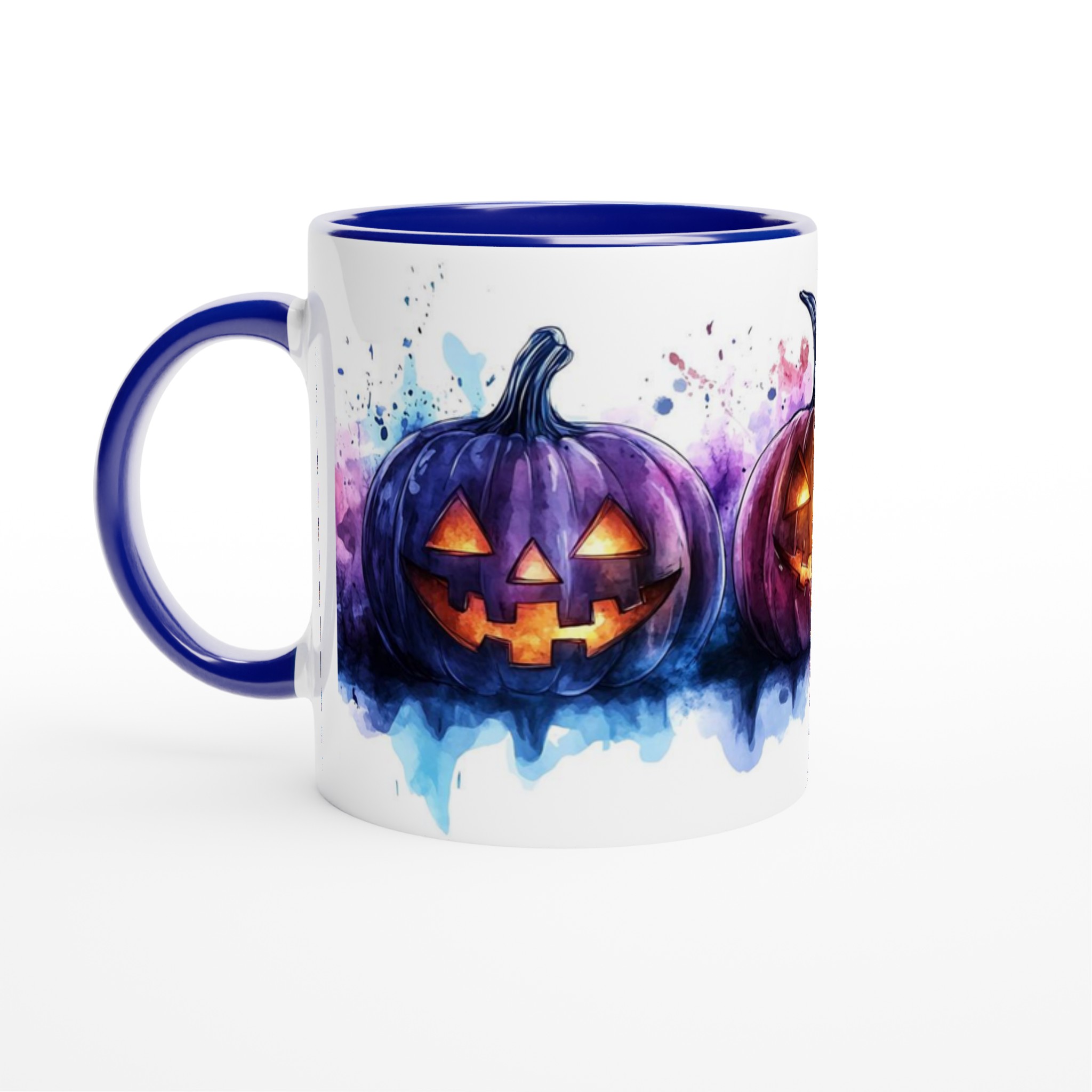 Färgglada Halloween Pumpamugg - Akvarell Jack-o'-Lantern Keramikmugg i ditt val av 7 nyanser 2 3518847d-c2bd-4eec-86c6-c0198b67c488