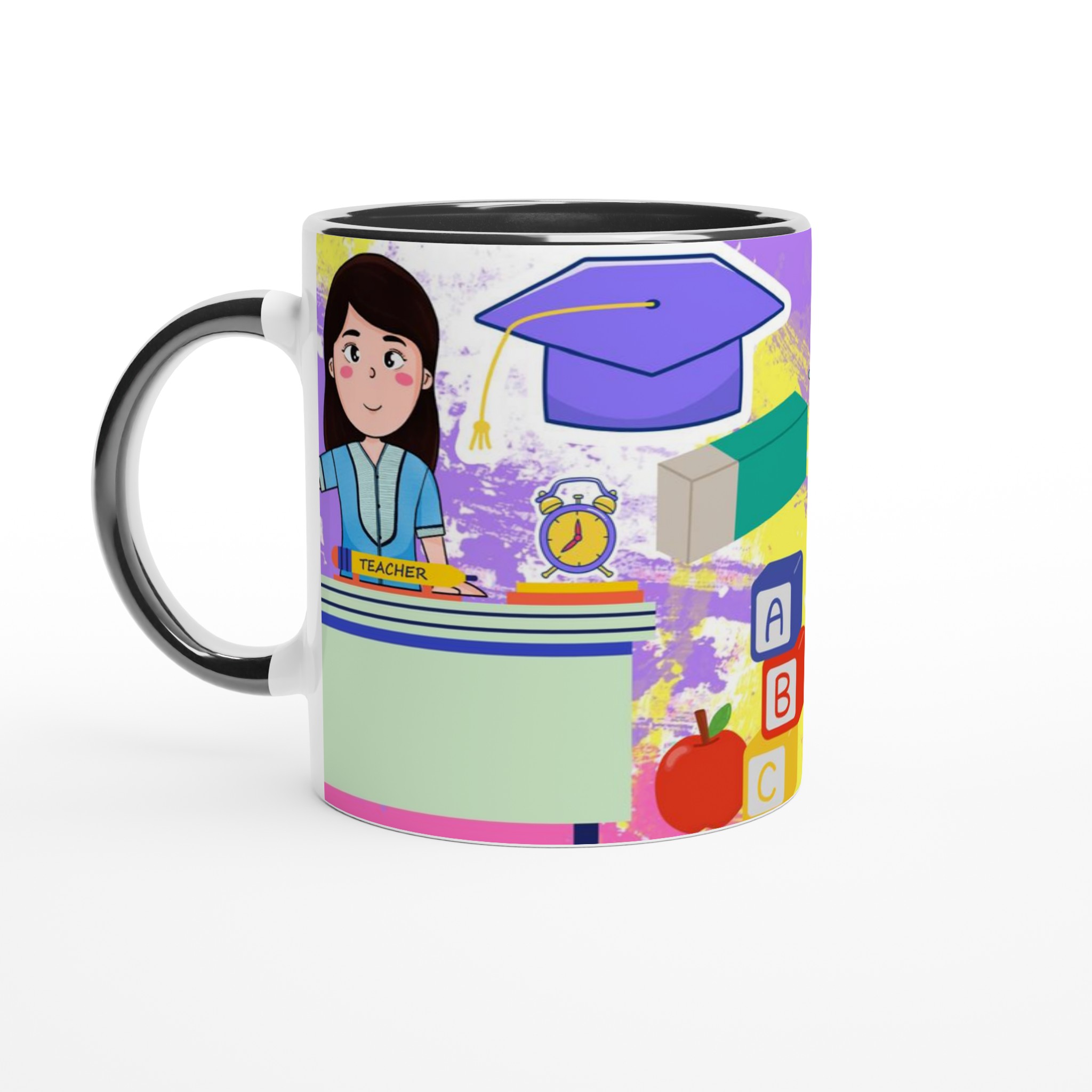Vit 11oz keramisk mugg med färgglad lärare- och skoltema – välj din perfekta färg 4 3526de35-3226-453c-b519-c6945ae8df87