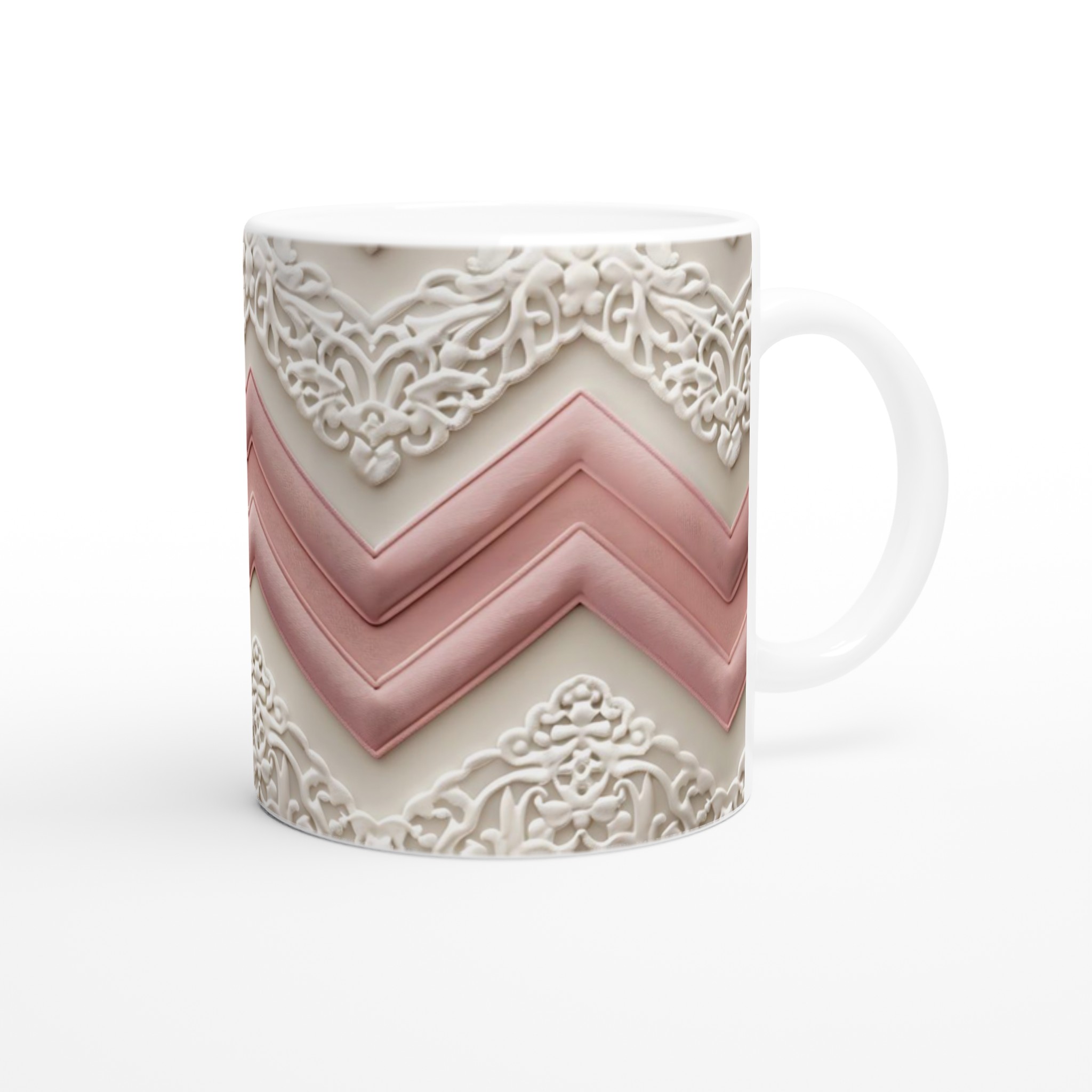 Elegant Vågmönstrad Keramikmugg – Pastellrosa & Vita Detaljer, 11oz – Välj bland 7 Färger! 10 35547901-1cf7-4e0e-9e8c-29a24555a764