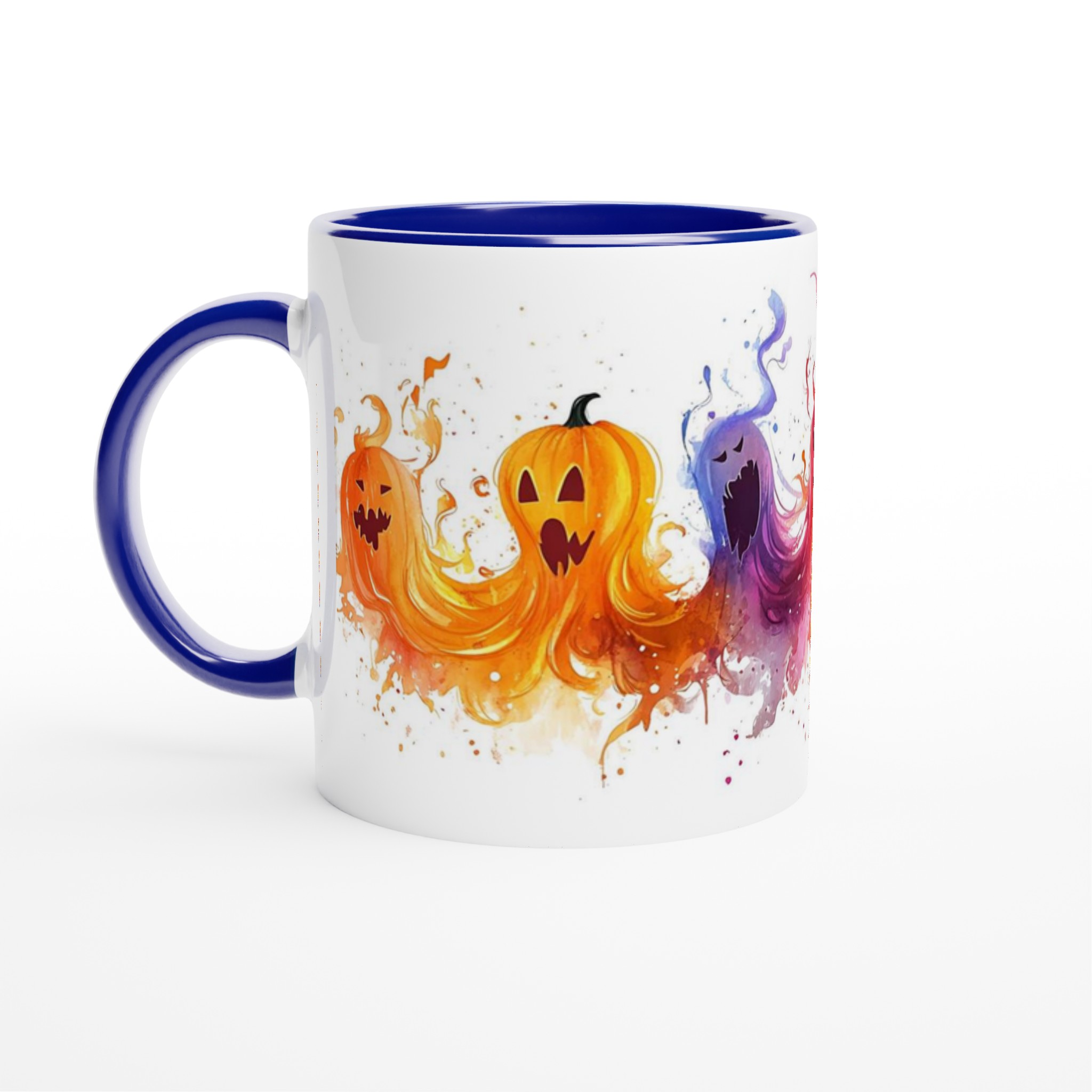 Halloweenspöken i akvarell – Färgstark 11oz keramikmugg för kaffe och te 2 359be7b2-28e7-45e0-9e43-5f5d6367540c