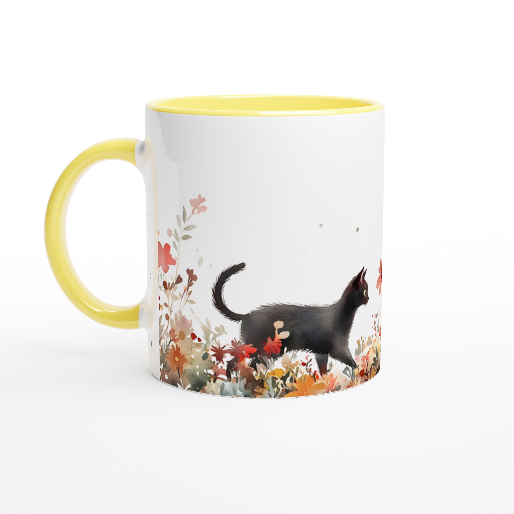 Magisk Katt & Höstblomster – 11oz Keramisk Mugg i Valfri Färg 3 35bc116f-8e8f-4600-a1fd-9e72d17ac212