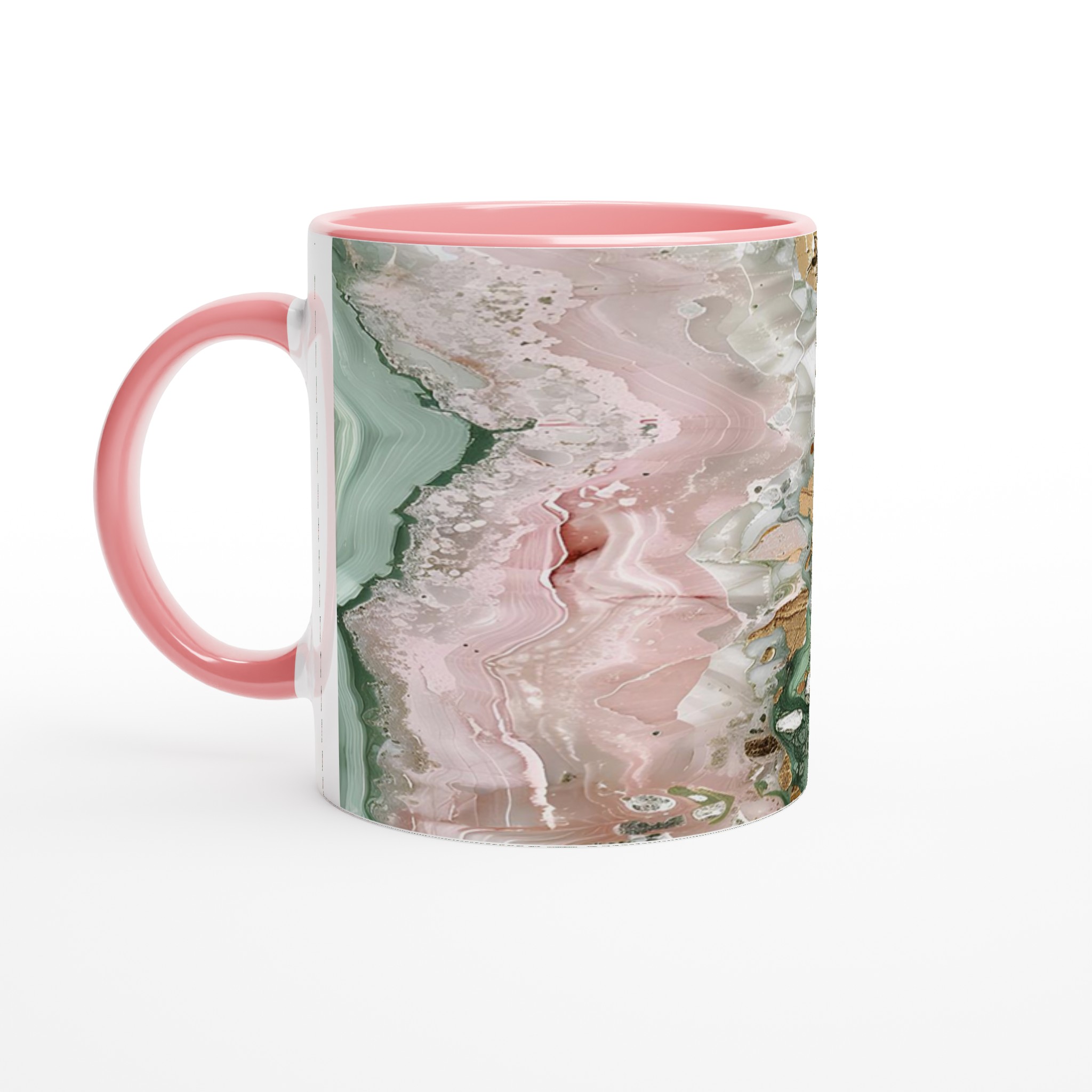 Abstrakt Marmor Mugg – Konstnärlig Design i Rosa, Grön & Guld – 11oz Keramisk Kaffekopp 6 35c96415-65bf-4b93-9b84-2fbb8c2d1085