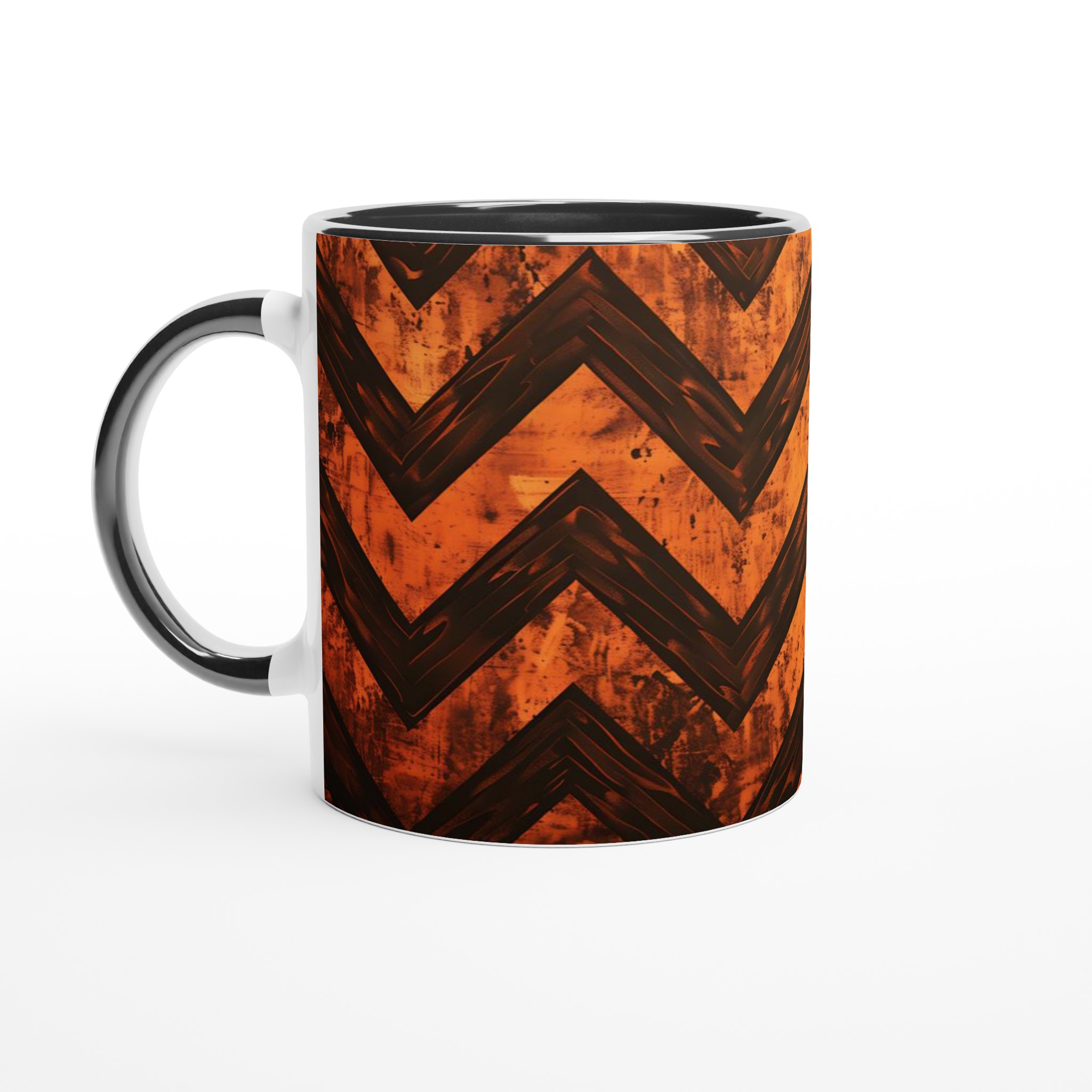 Vit 11oz keramisk mugg med djärvt orange och svart zigzagmönster – välj mellan sju levande färger 4 36144666-9206-47b9-a224-58ebcc4f002d