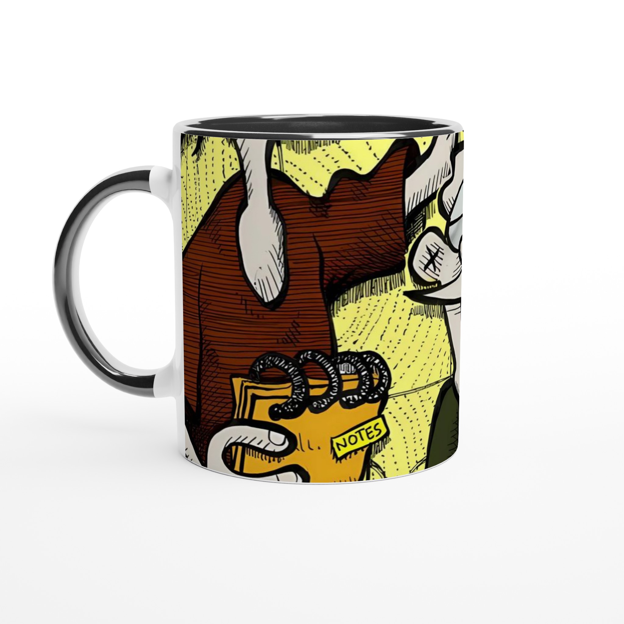 Vit 11oz keramisk mugg med lekfullt tecknat motiv – välj bland flera färgstarka keramiska nyanser 4 361a3d23-48bd-4e9f-9691-654cffb8f03e