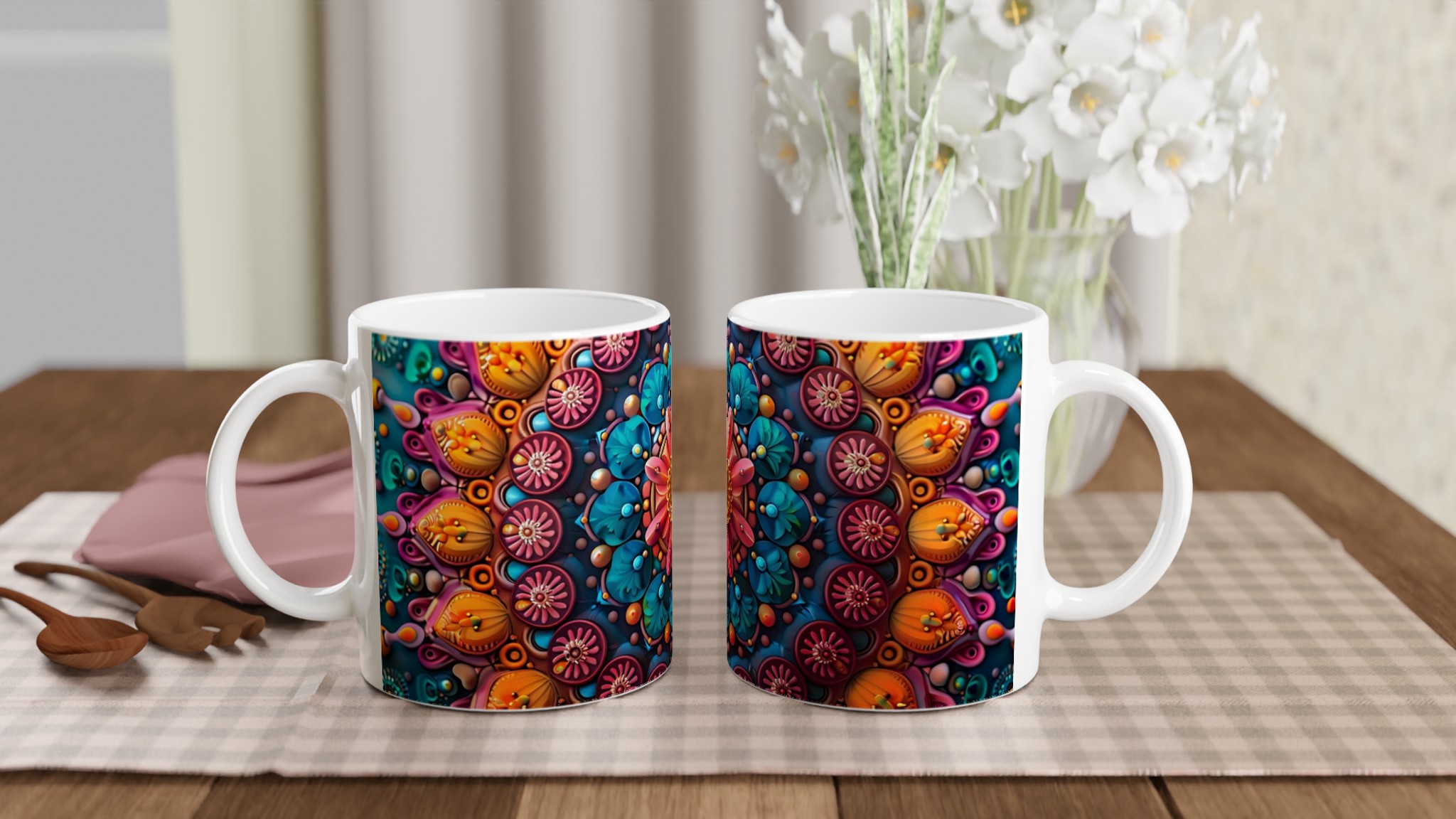 Mångfärgad Mandala Keramikmugg - 11oz, Levande Design i Valfri Färg! 10 361e524b-b474-47b4-a516-355c9963e352