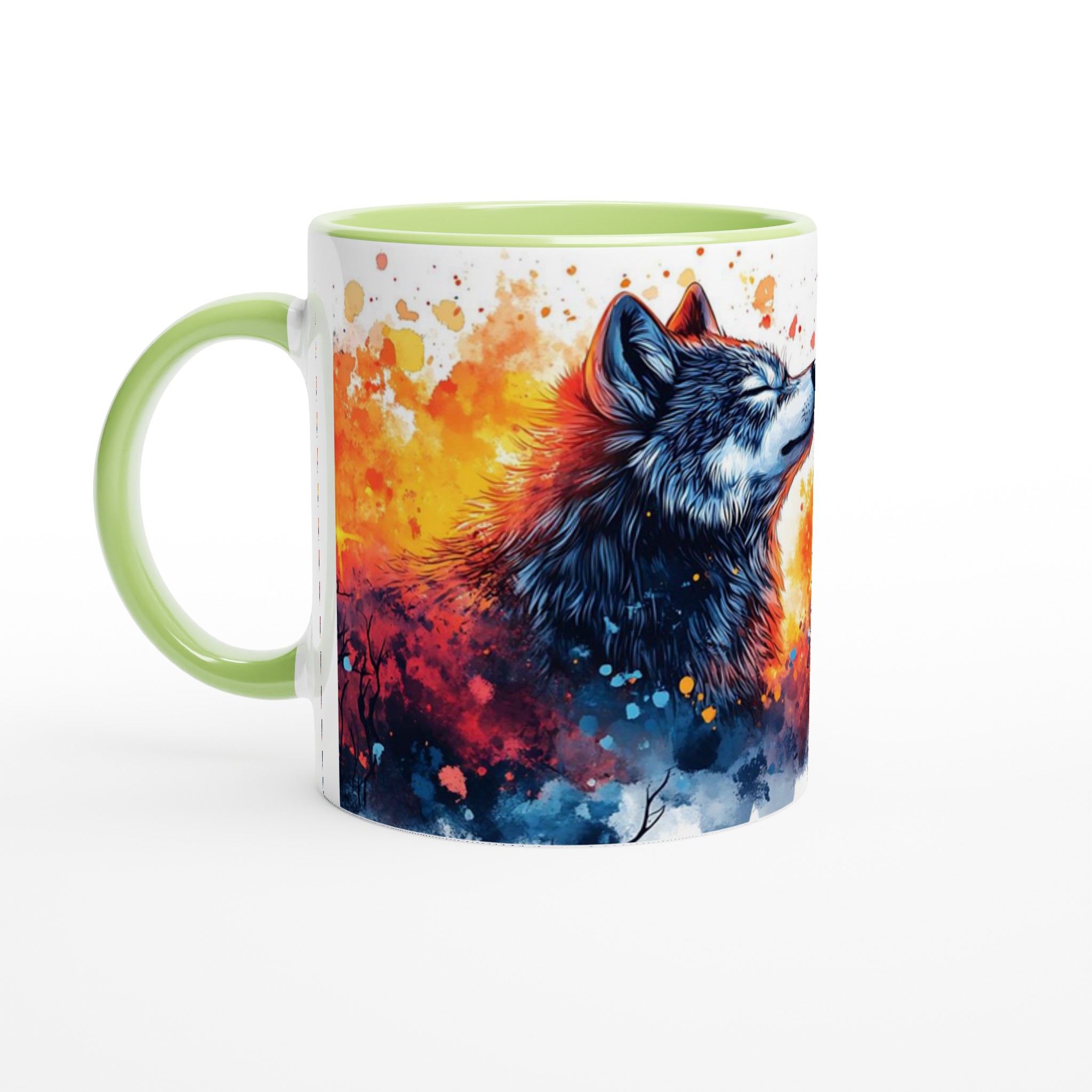 Mystisk Vargmugg i Akvarell – 11 oz Keramisk Kaffekopp med Månsken & Musik 7 363230b4-32c2-45c4-94cf-b33de41e8c36