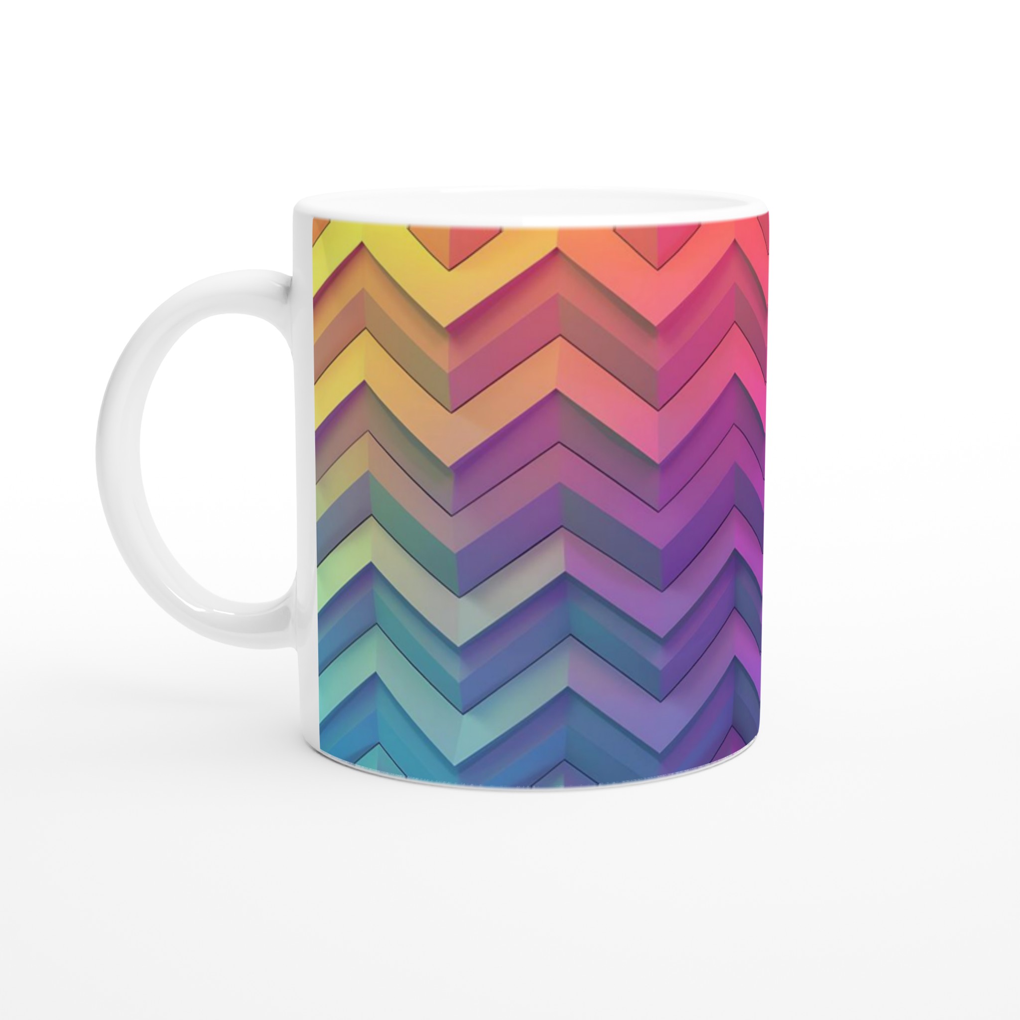 Chevron Rainbow Kaffemugg – Färgsprakande 11oz Keramikmugg för en pigg start på dagen 1 363f3360-d045-4b02-bb13-068a45e52000