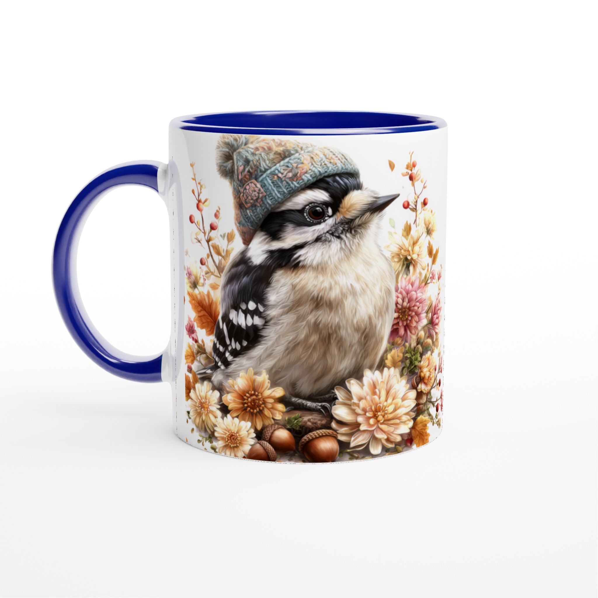 Vit 11oz keramisk mugg med charmigt fågelmotiv och varm höstpalett 2 3670ba62-3644-48cc-8980-a4282d32d4d2