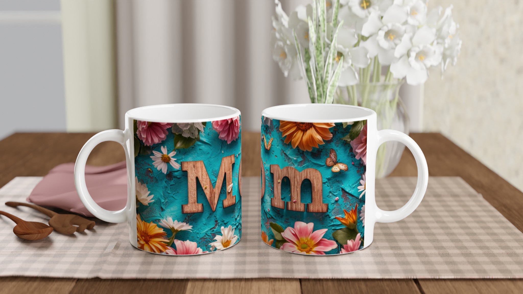Vit 11oz keramisk mugg – Fira mamma med blomstrande elegans i flera färger 10 367697c4-e2d1-4c38-877f-aed5c8f82361