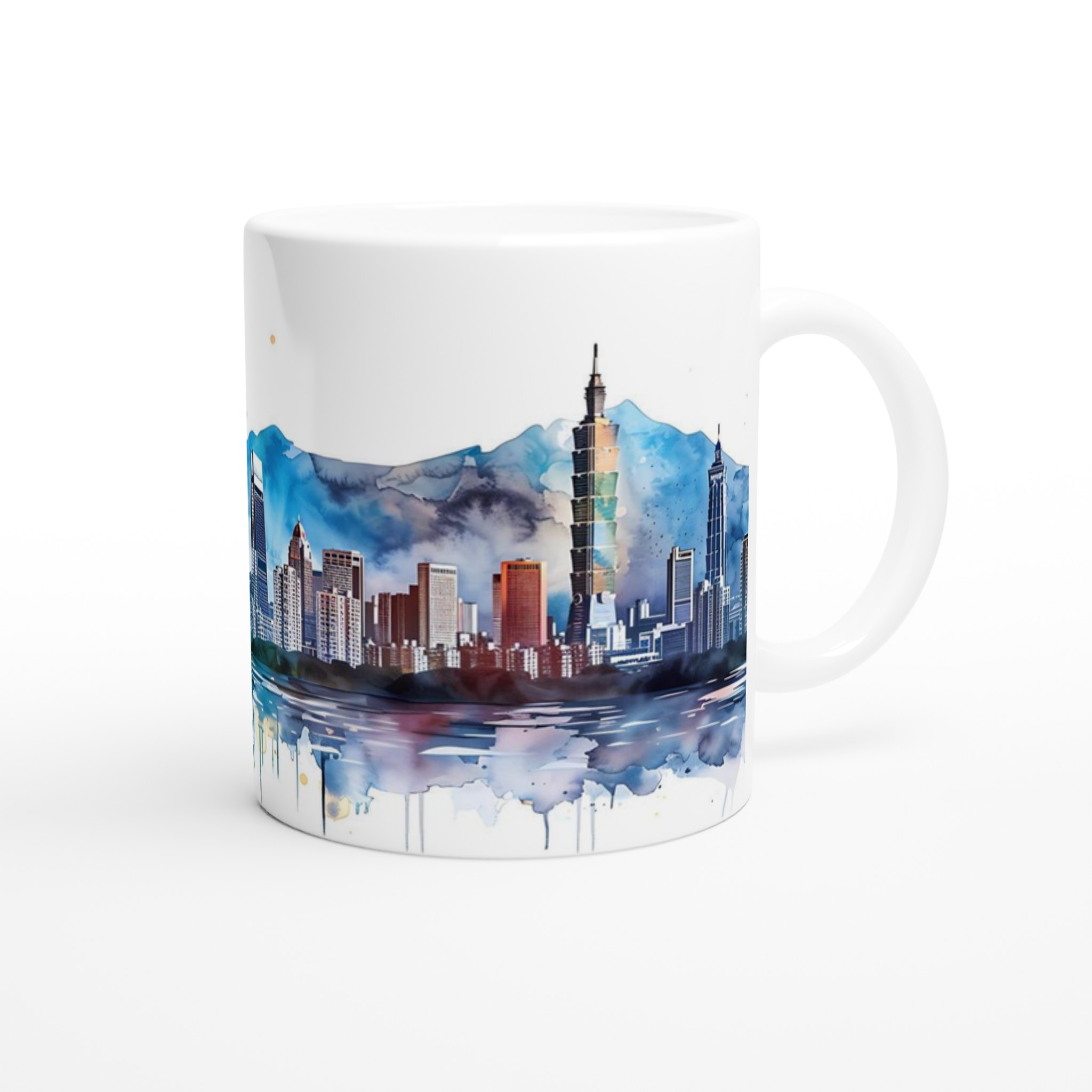 Taiwans Stadssilhuett i Akvarell - 11oz Keramisk Mugg i Valfri Färg 9 36cc9a7b-f619-45c9-8ea7-38622752a01b