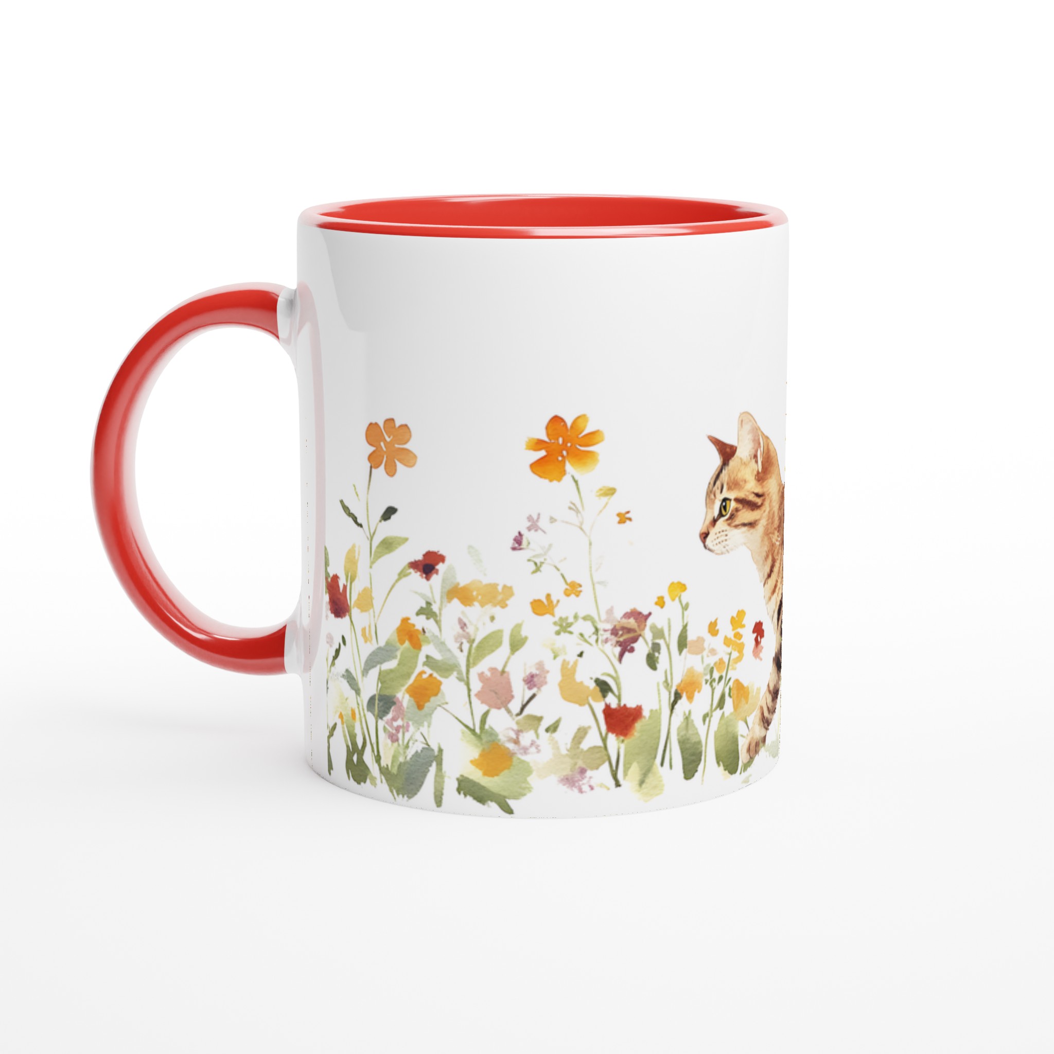 Katt bland Vårblommor - Konstnärlig Keramisk Mugg för Kattälskare | 11oz i Valfri Färg 5 36ef6816-d5b1-408d-bc8b-30f761deb38b