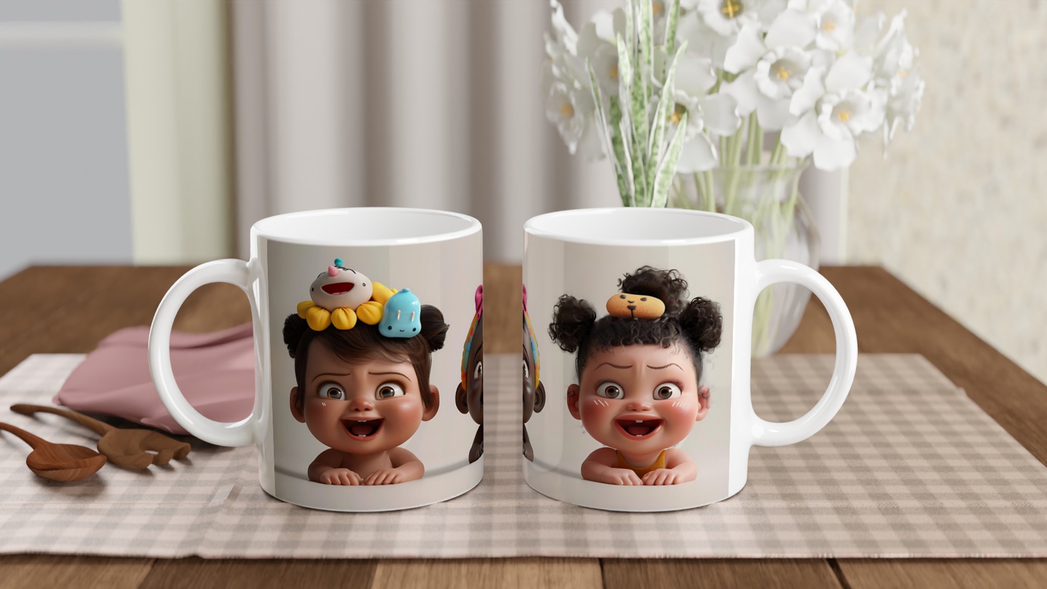 Söta Babyvänner Keramisk Mugg – Personlig Design för Glada Stunder, Välj din Färg! 10 36f1f136-3008-46fd-b34e-de775ba0fb25