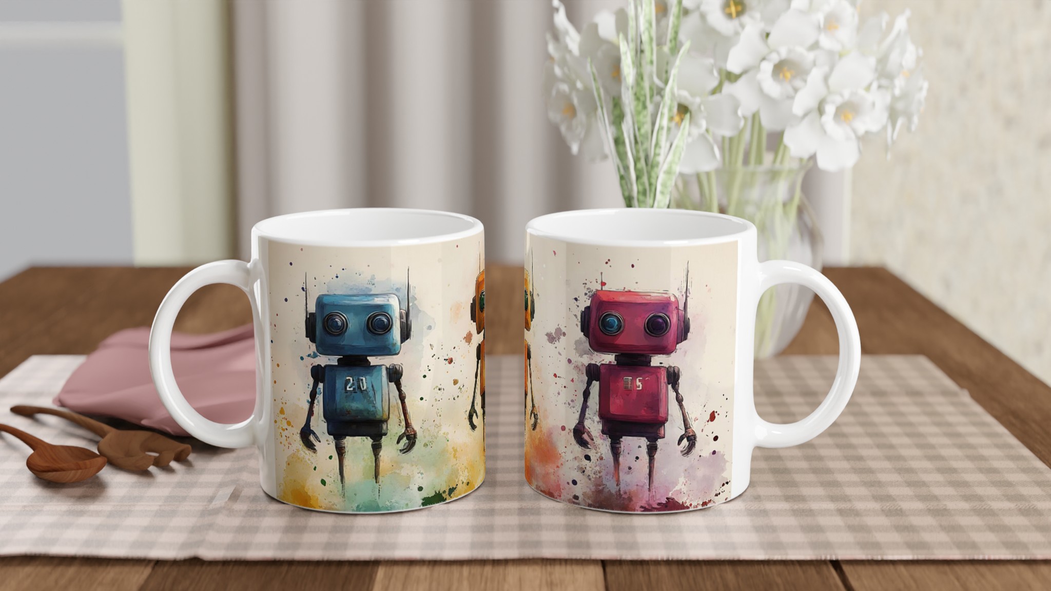 Retro Robot Vattenfärg Keramikmugg – Din personliga mugg i sju färgglada varianter! 10 371c5e26-9a2f-4910-96cc-0a8de342a3b1