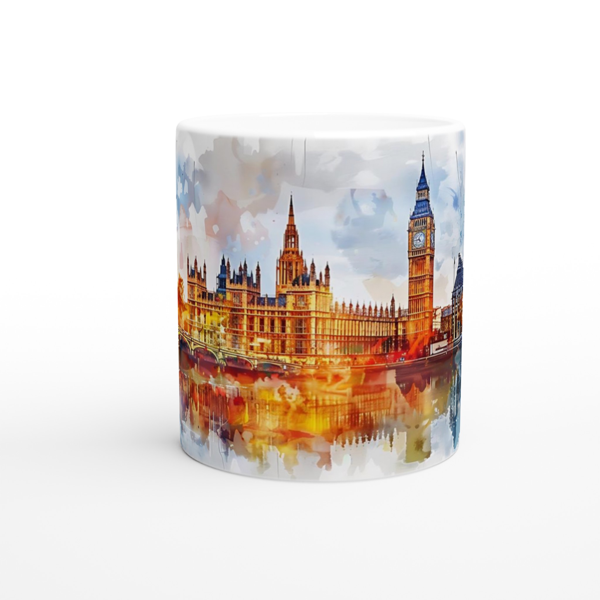 London Watercolor Skyline Mugg – Konstnärlig Vit Keramikmugg 11oz 8 372d3456-b374-492b-8268-ee7f5c751f18