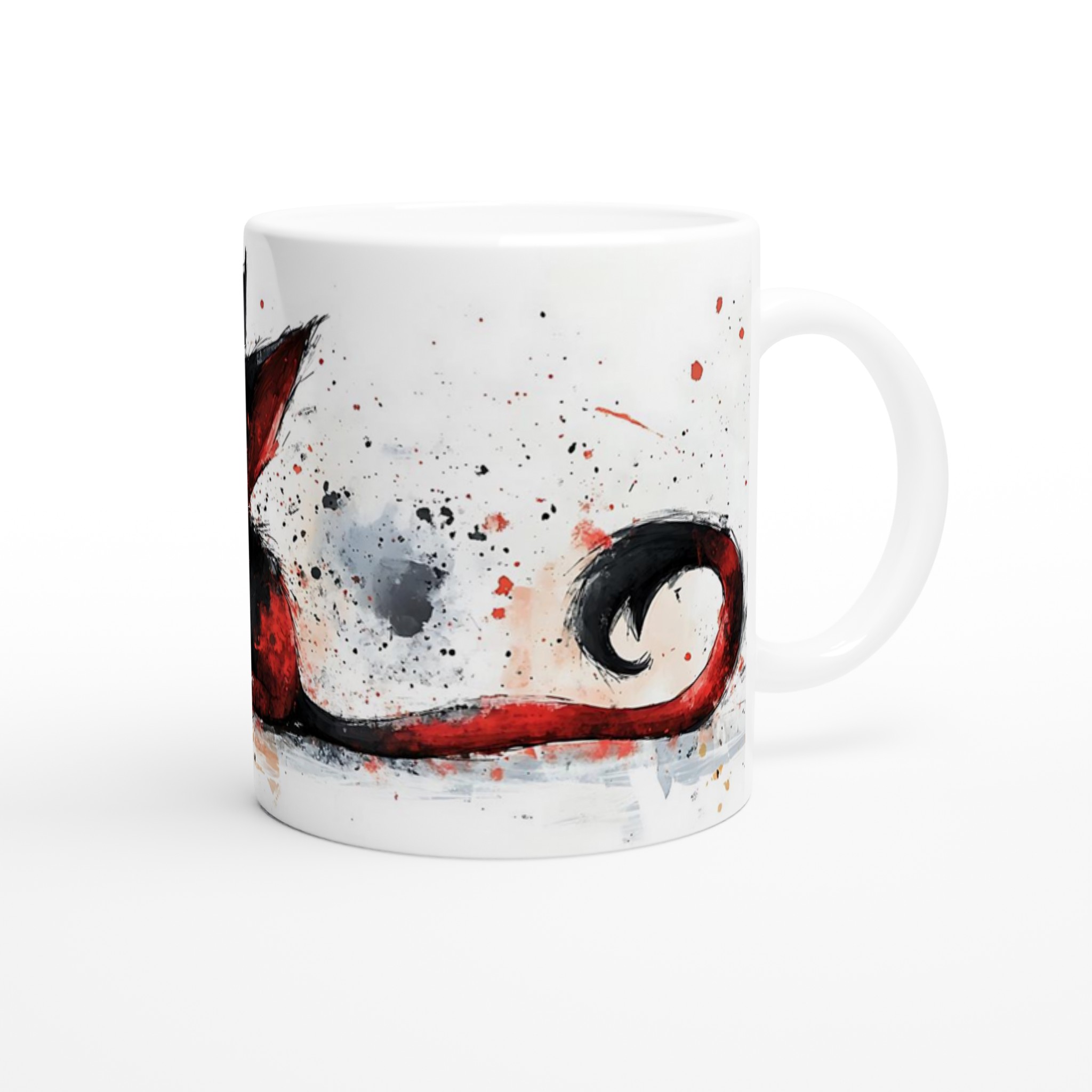 Red Devil Kitten Mugg - Unikt Svart & Rött Akvarelltryck i 11oz Keramik 9 375a3d61-c543-4be9-ae0c-62c6bd3b0601