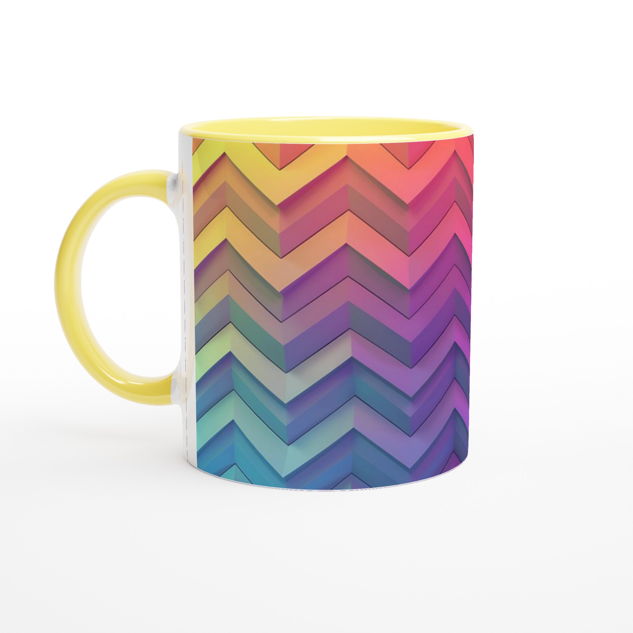 Chevron Rainbow Kaffemugg – Färgsprakande 11oz Keramikmugg för en pigg start på dagen 3 377e2ed0-9df7-4a7e-ad93-438dbeff25c1