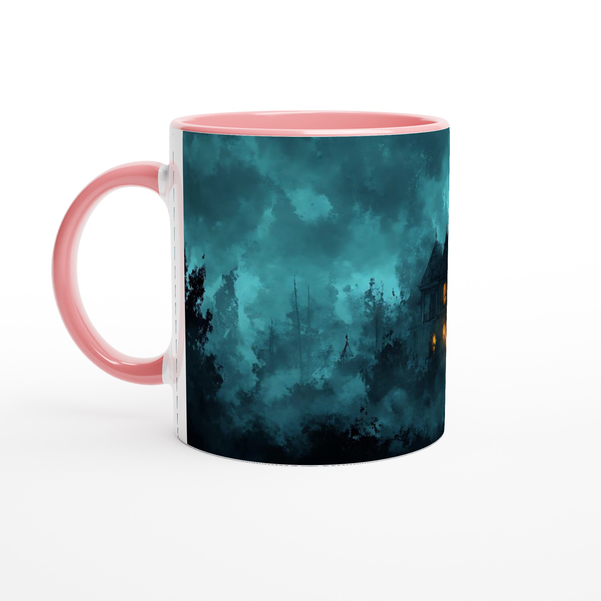 Mystisk Mörk Magi Mugg – Tealblå Spökhusdesign på 11oz Keramikmugg 6 37bbe15d-c21b-4043-a670-93cf20cc5df3