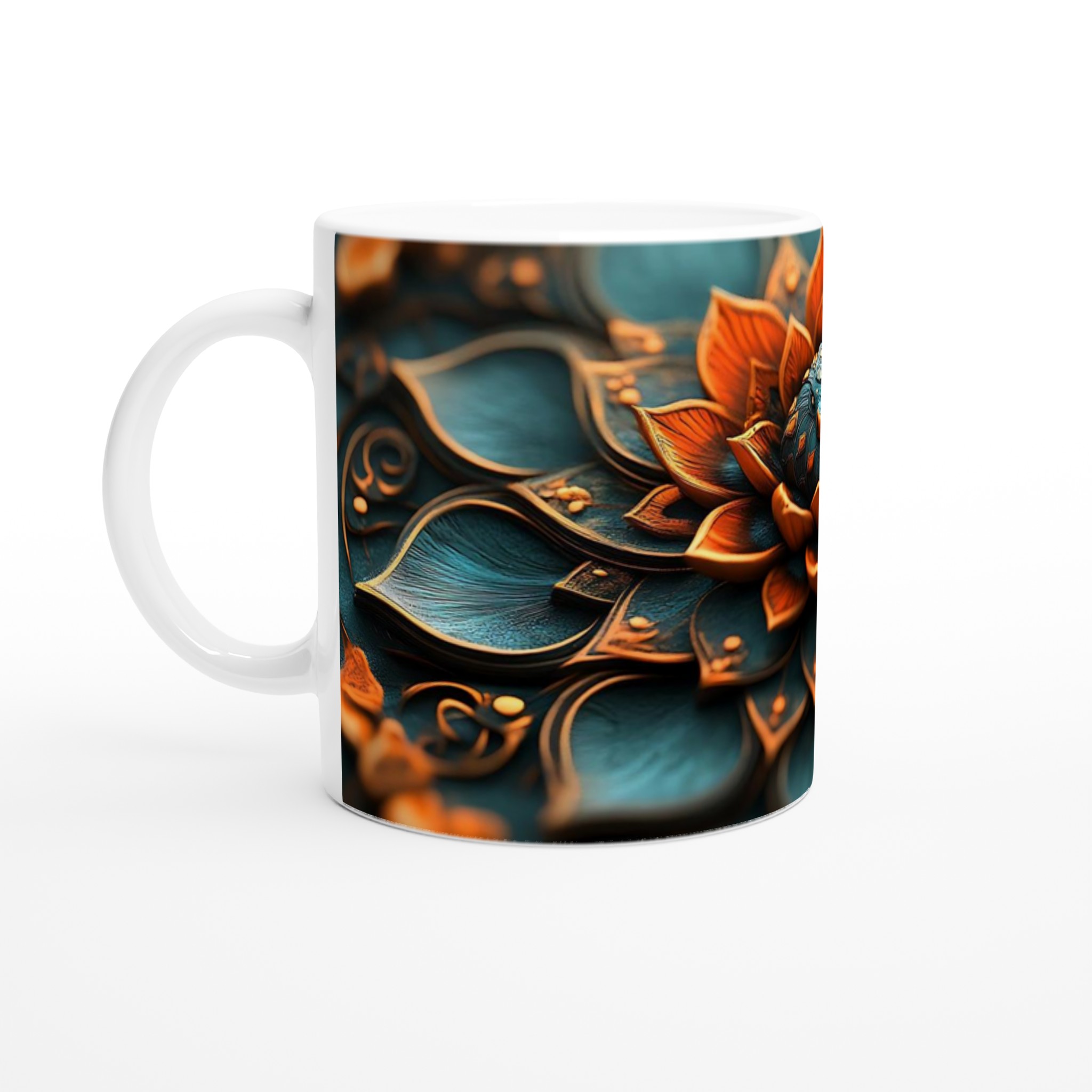 Abstrakt Mandala 11oz Keramikmugg – Teal och Guld Design 1 37eb9345-da76-488f-bbd0-8b9e95b3c7d5