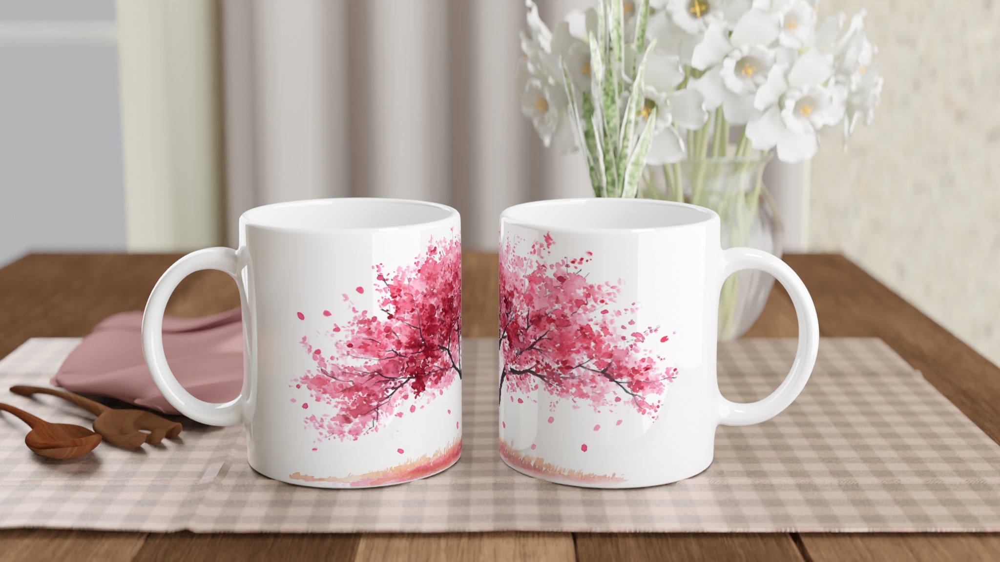 Körsbärsträd Akvarell 11oz Keramisk Mugg – Välj din färg 10 37ff1128-60fd-4c1b-82c1-f8754167eeb6