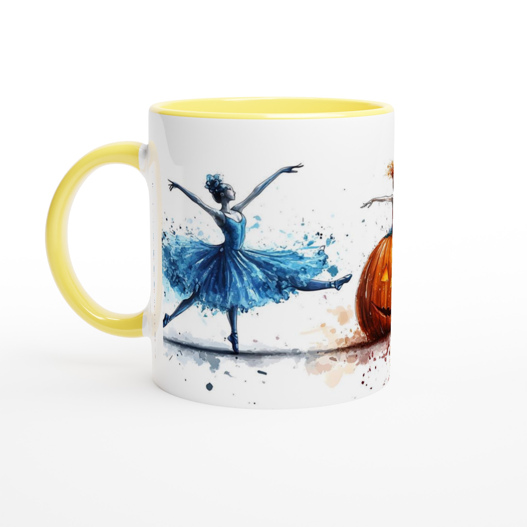 Balettinspirerad Halloween Mugg: Eleganta Dansöser & Skrämmande Pumpa i Akvarellstil 3 382d373e-371d-49ba-ac3d-e449394c17b7
