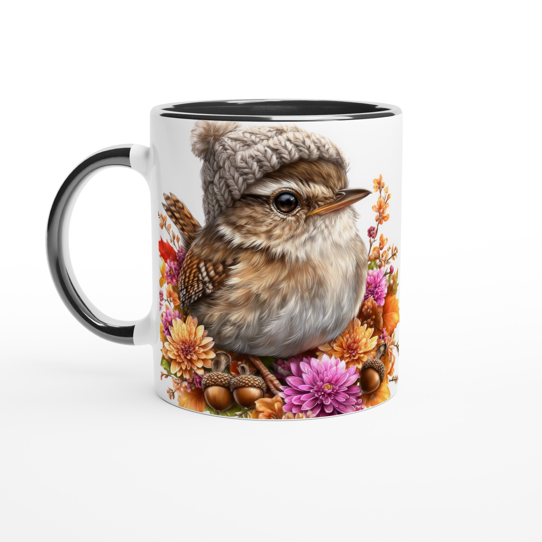 Vit 11oz keramisk mugg med höstinspirerat fågelmotiv i väljbar keramikfärg 4 382fb7d7-3a75-46a2-9403-43f04f1665d8