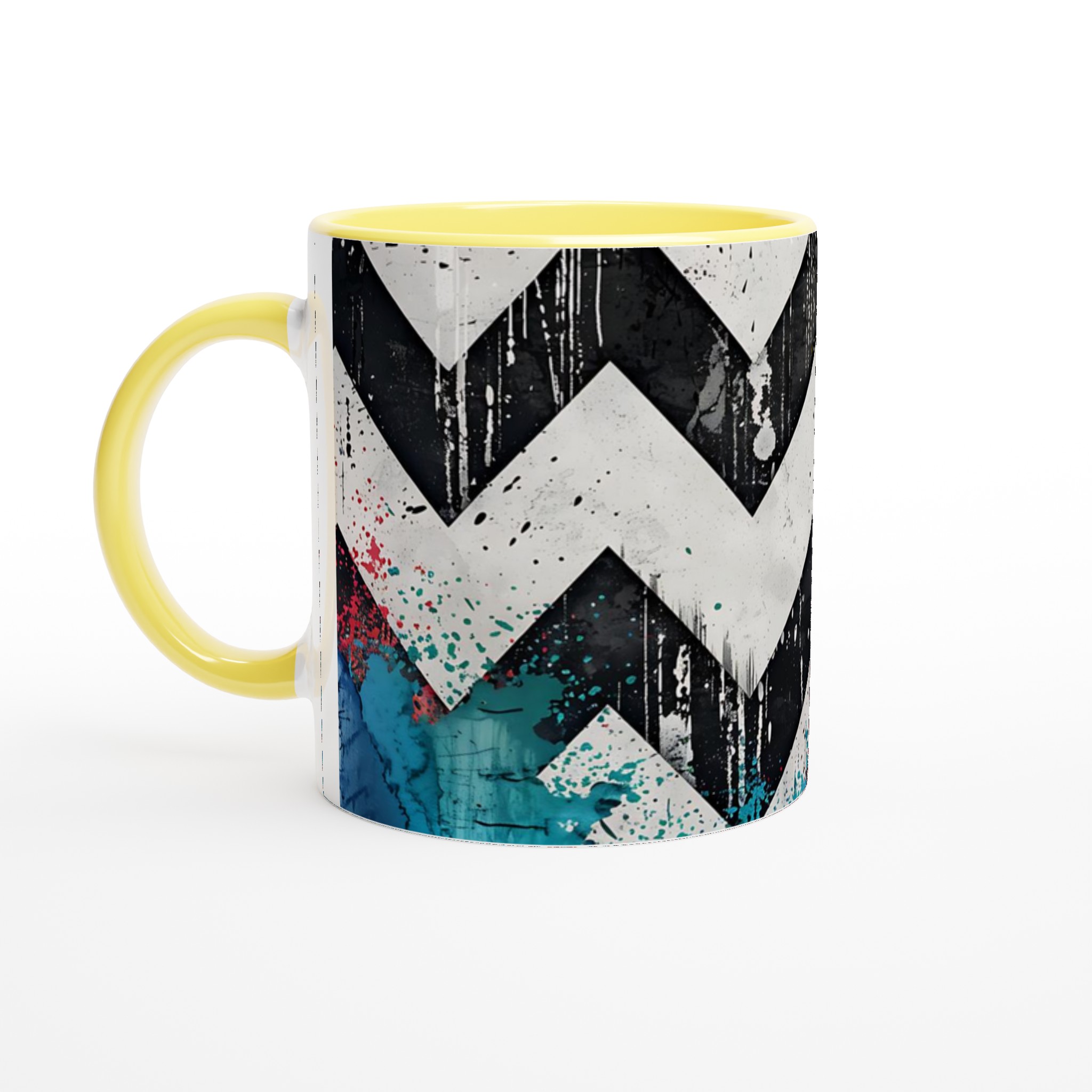 Vit 11oz keramisk mugg med djärvt zigzag-mönster i livfulla färger – välj din favoritfärg på muggen 3 38770c84-dcad-4c68-85df-70f57251133e
