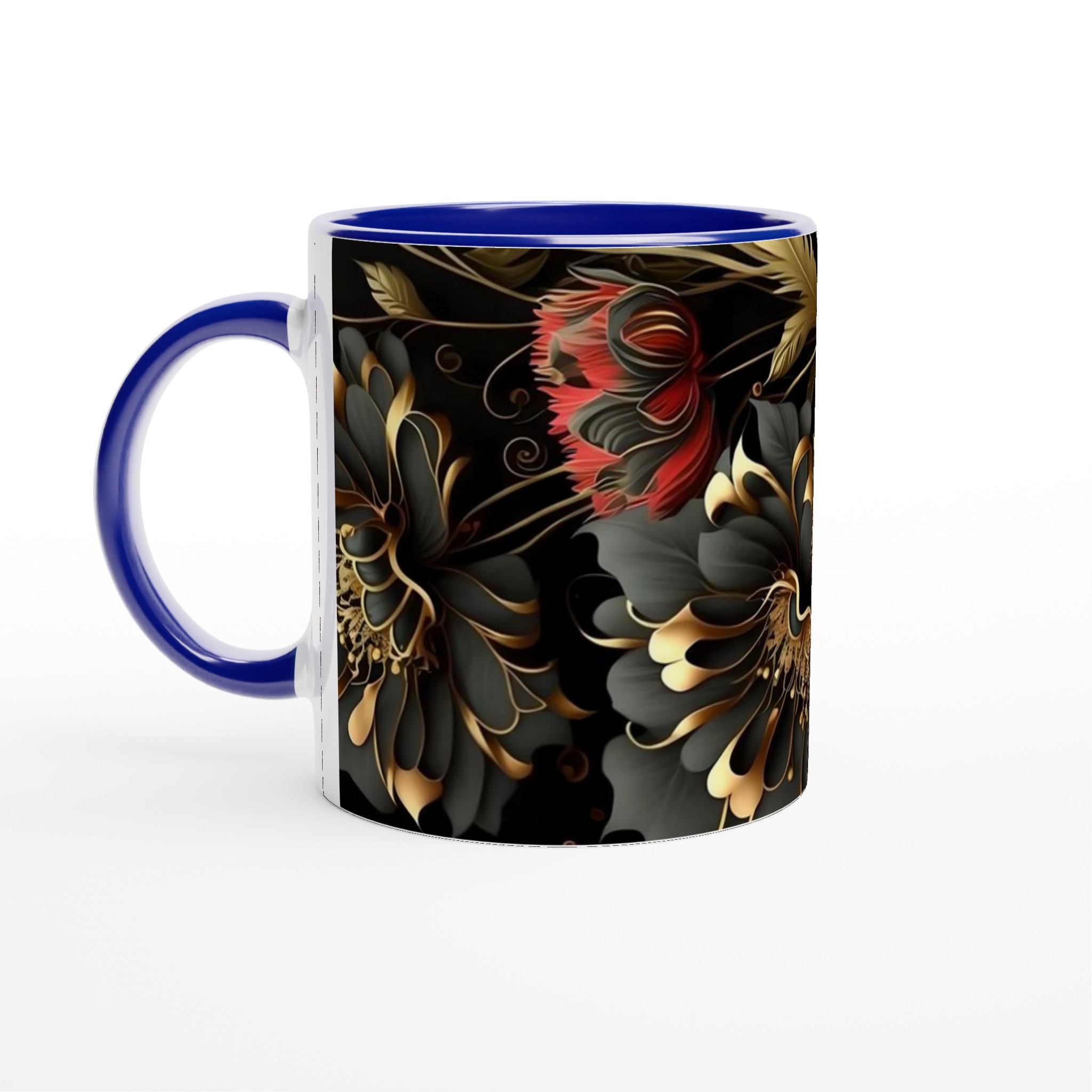 Elegant 11oz Keramisk Mugg med Gyllene Blommotiv – Välj Bland Flera Färger 2 3899d3bc-e043-4187-8de6-7390b447f18b