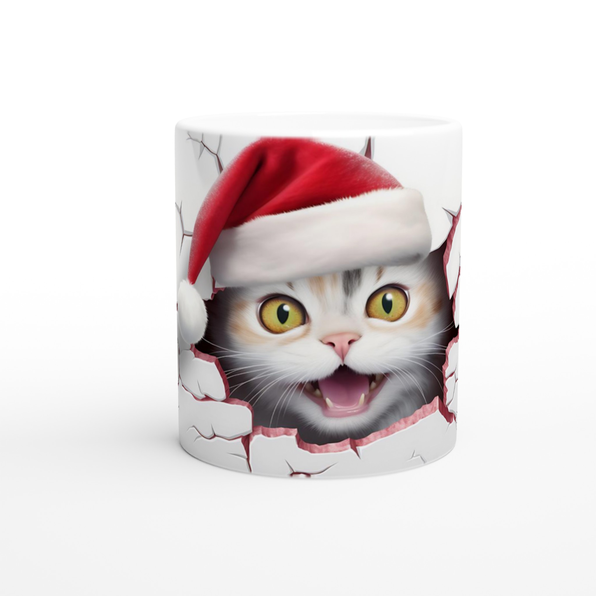Busig Julkatt Mugg - Vit 11oz Keramisk Mugg för Festliga Drycker 8 389c157f-5dfb-428c-a27f-8d728692b1df