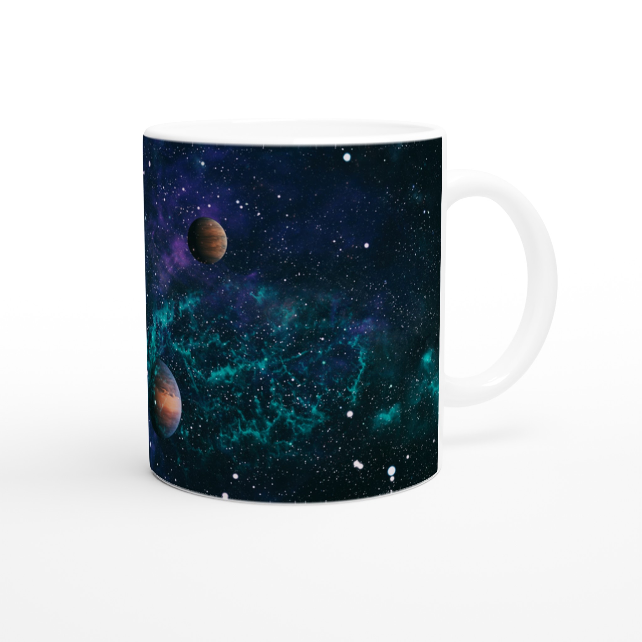 Vit 11oz keramisk mugg med rymdinspirerat kosmosmotiv i flera livfulla färger 9 38a51328-15f6-42f2-b6a0-b6f490737180