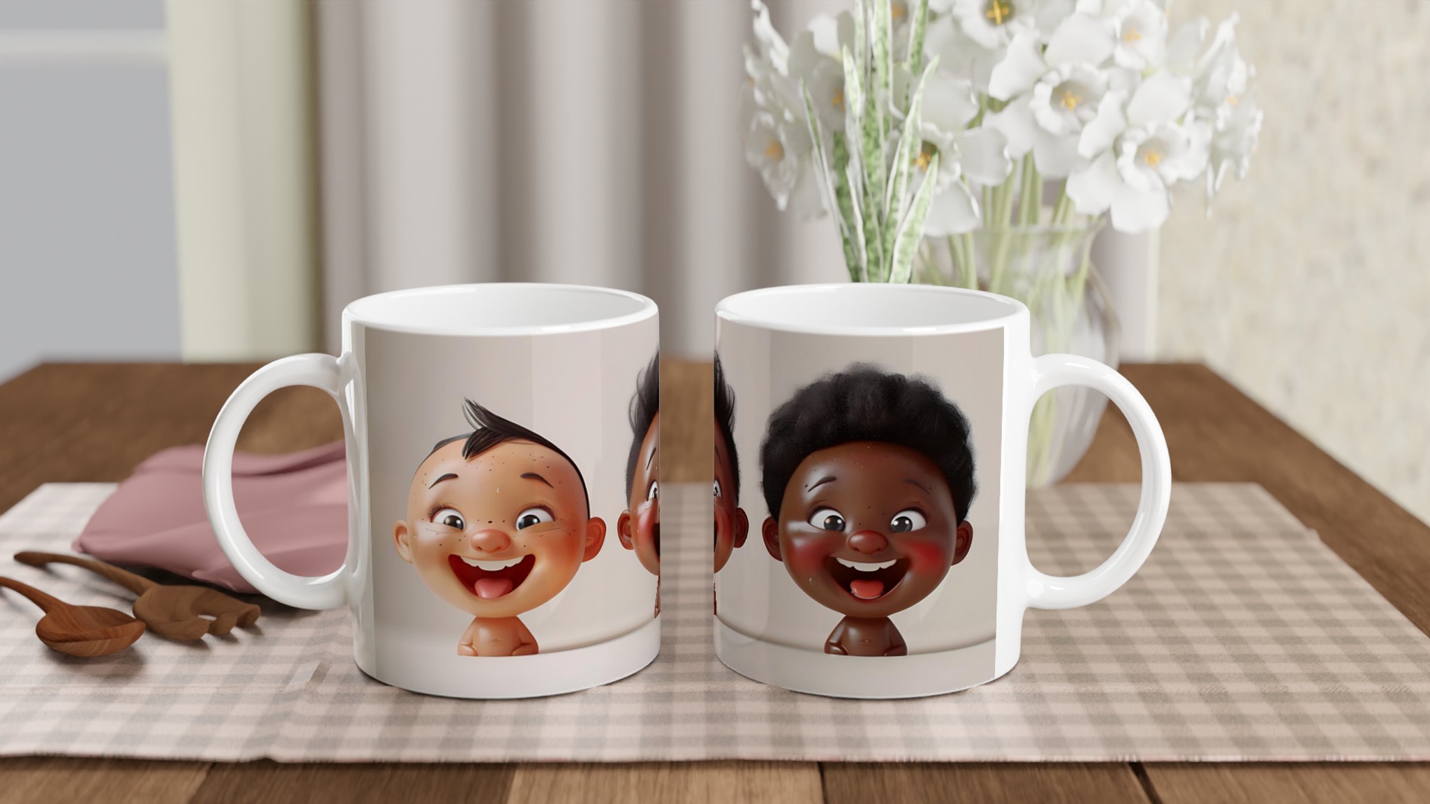 Glad Baby Mugg - Söta & Glada Ansikten på 11oz Keramikmugg 10 38dc9cdc-c879-4ae6-a0e8-5a13706dbb7d