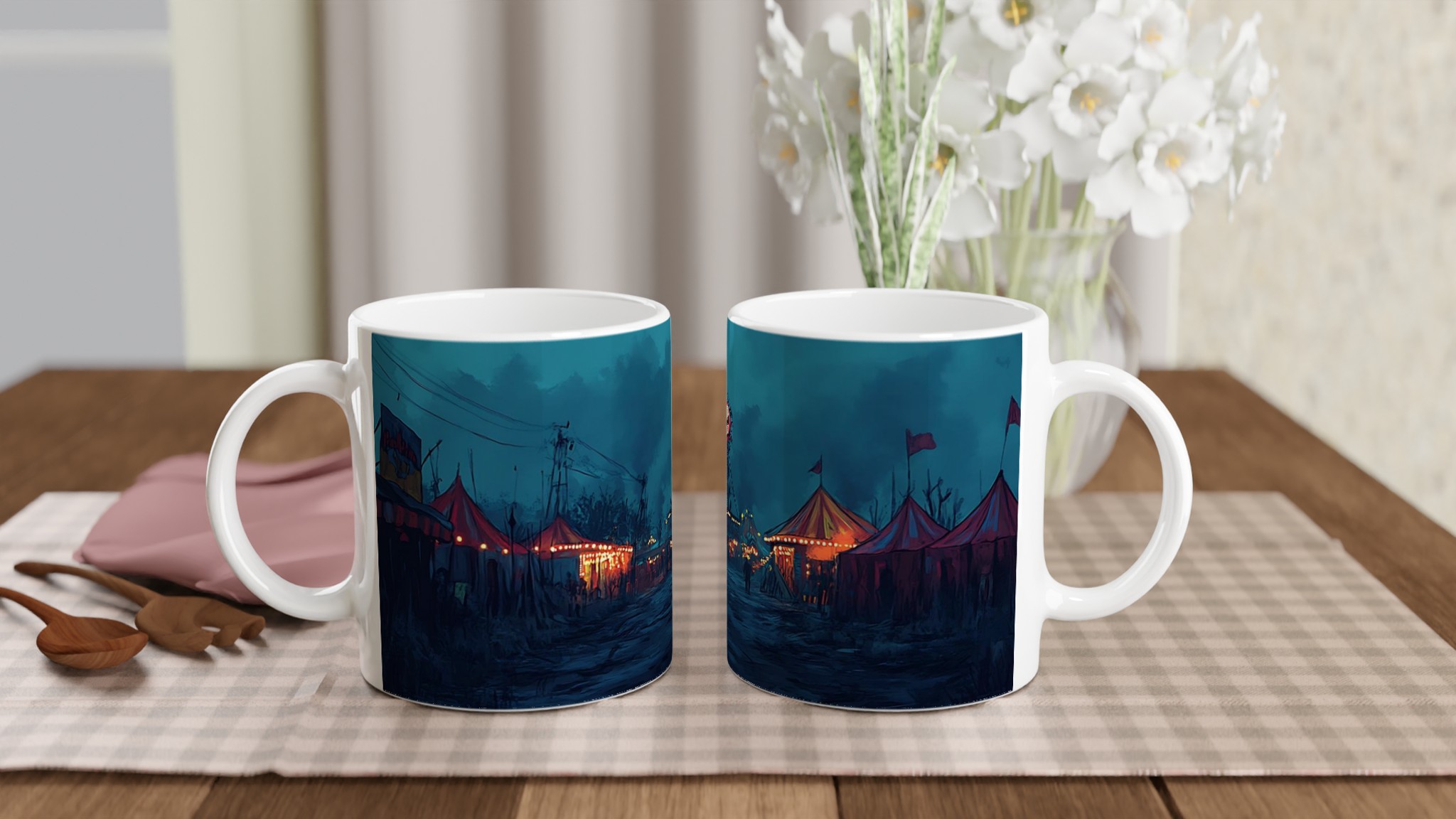Mystisk Skräckcirkus Mugg – 11 oz Keramisk Kaffemugg i Ditt Val av 7 Färger 10 3903042a-dc11-41d5-8565-595a3756e190