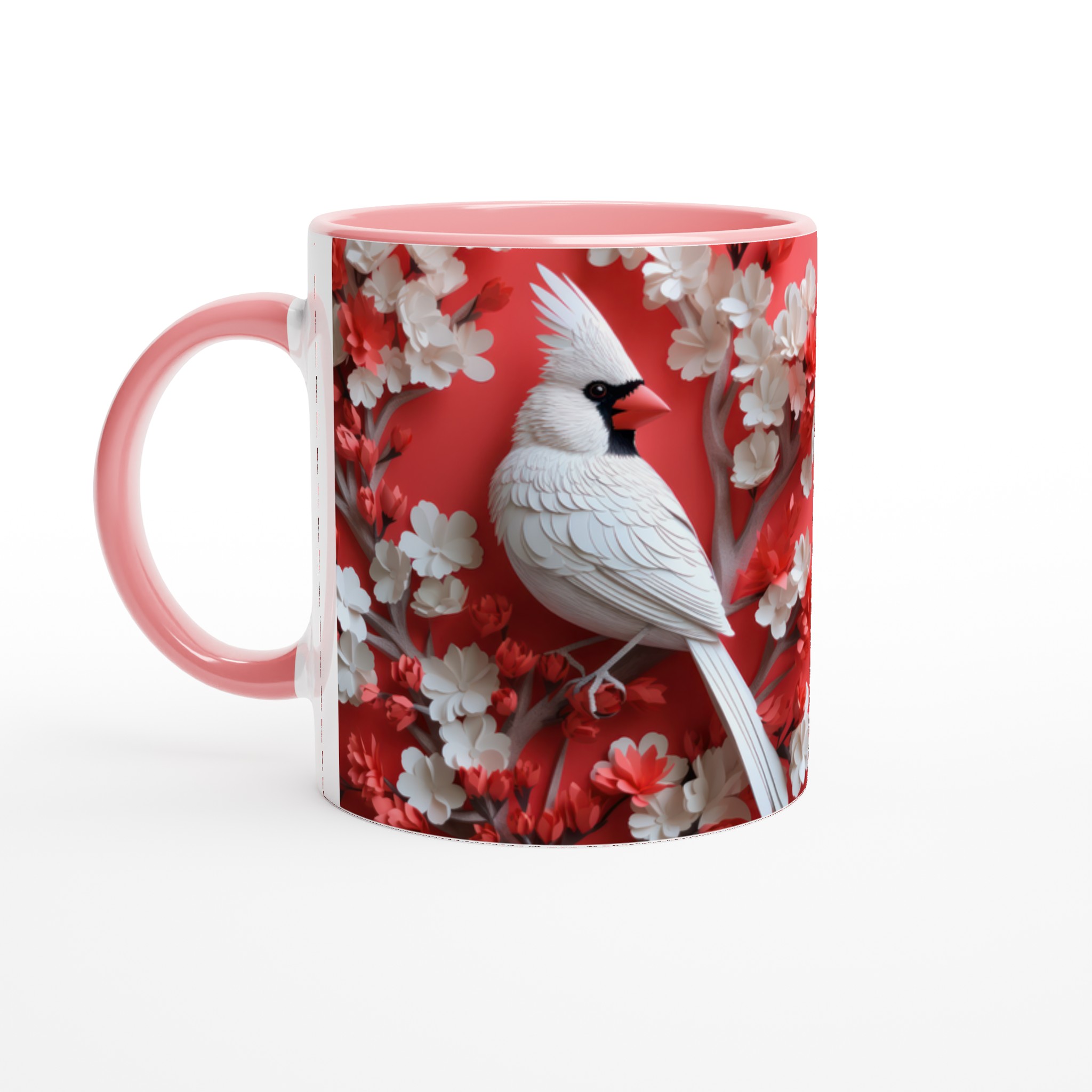 Vit 11oz keramisk mugg med elegant fågel- och blomstermotiv – välj bland sju levande färger 6 3930032f-0ff2-44ca-88ae-992a623d3649