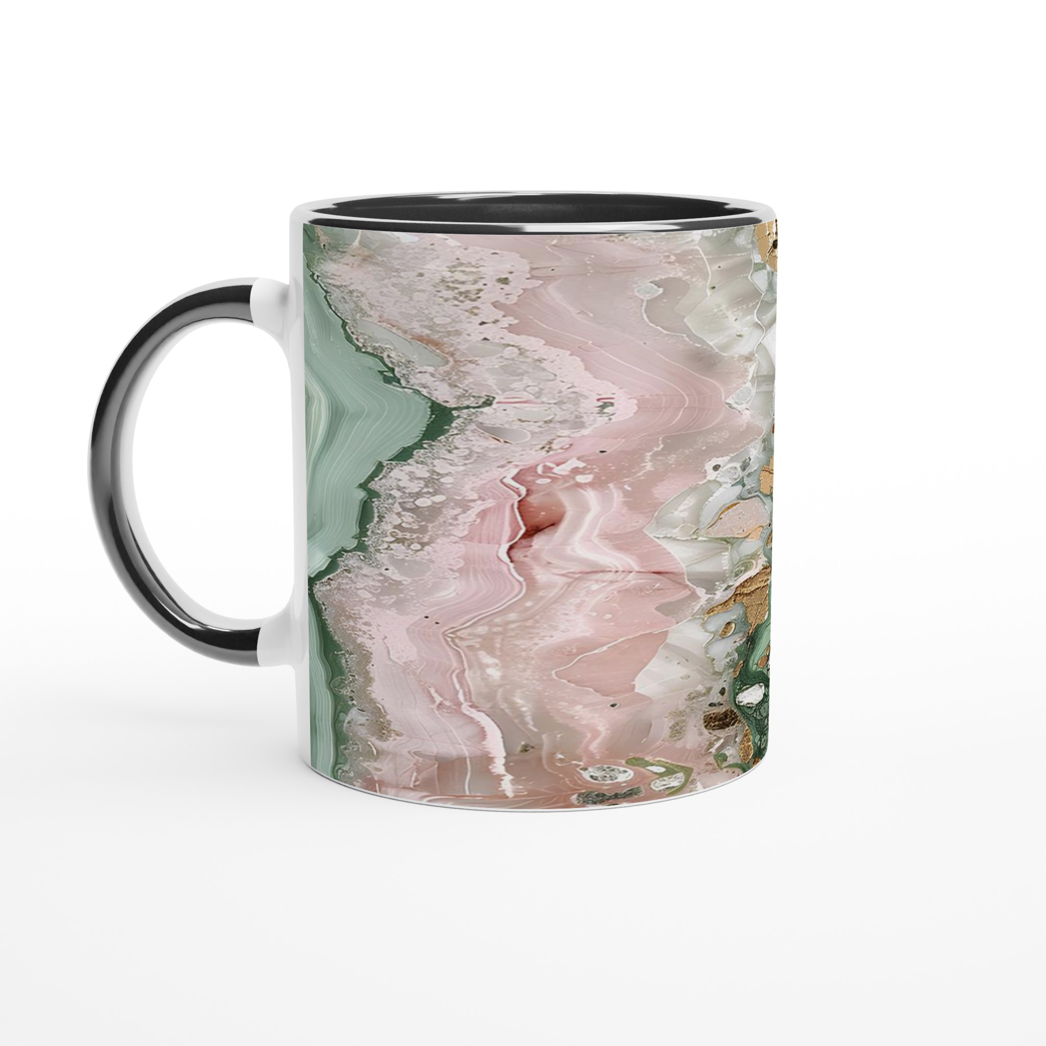 Abstrakt Marmor Mugg – Konstnärlig Design i Rosa, Grön & Guld – 11oz Keramisk Kaffekopp 4 39586340-c597-44fc-9d5c-4e8104673bfe
